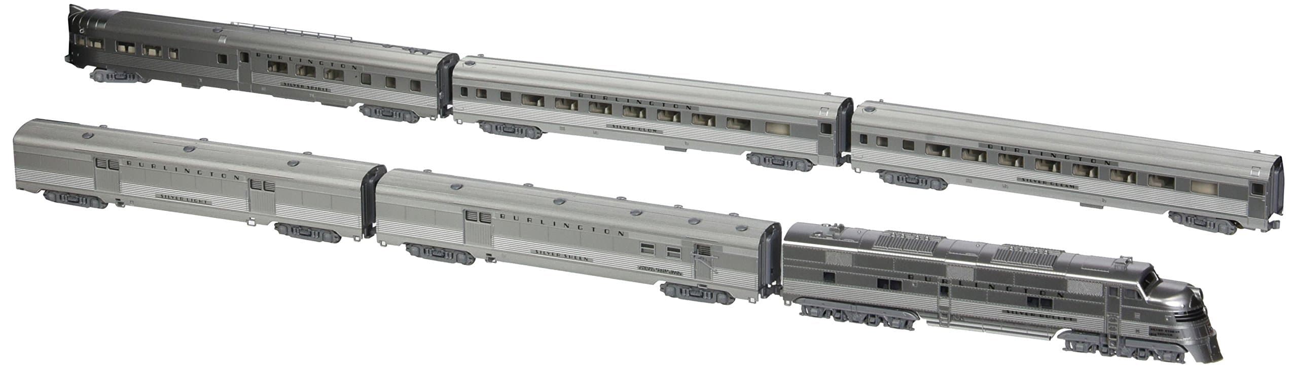 Kato USA Model Train Products CB&Q EMD E5A Silver Streak Zephyr 6 Unit Set, 106-090