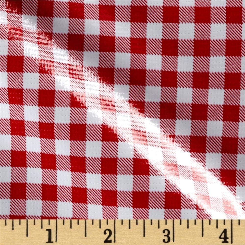 Oilcloth Gingham Red, Fabric by the Yard