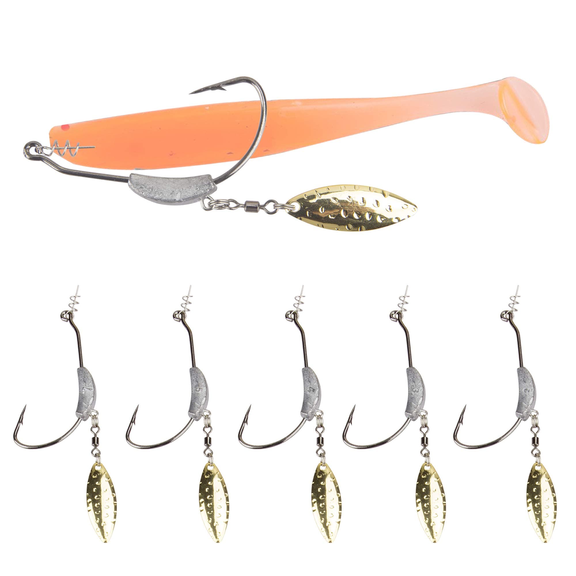 Jig Head Hooks Weighted with Spinner Blades Swimbaits Crank Hooks for Soft Fishing Lures