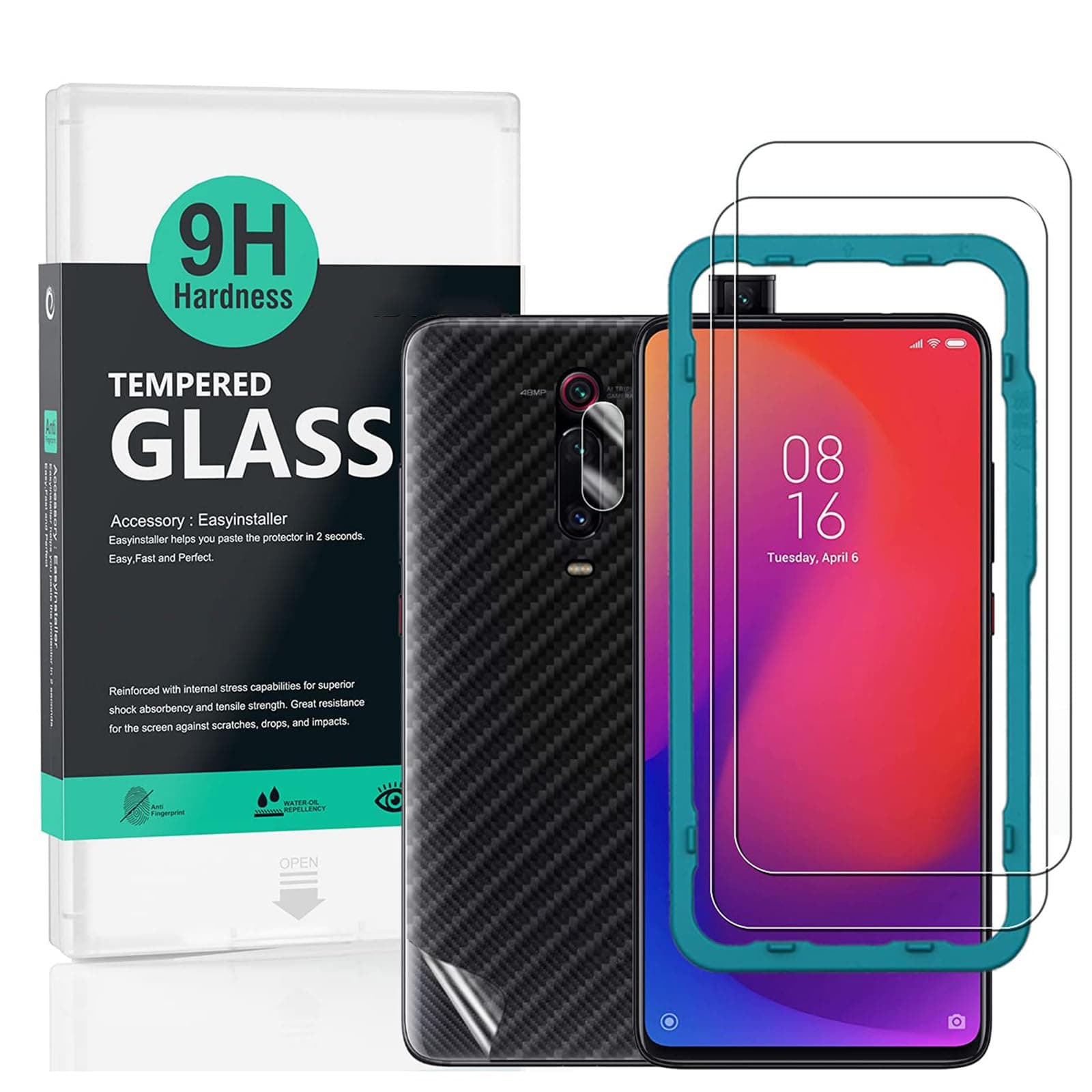 Ibywind Screen Protector For Xiaomi Mi 9T/Redmi K20/K20 Pro[2 Pack],9H Hardness Tempered Glass,With 1Pc Camera Lens Protector,Easy to Install