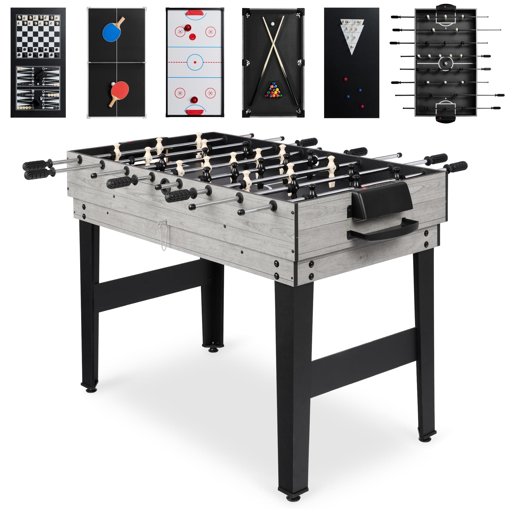Best Choice Products 2x4ft 10-in-1 Combo Game Table Set for Home, Game Room, Friends & Family w/Hockey, Foosball, Pool, Shuffleboard, Ping Pong, Chess, Checkers, Bowling, and Backgammon
