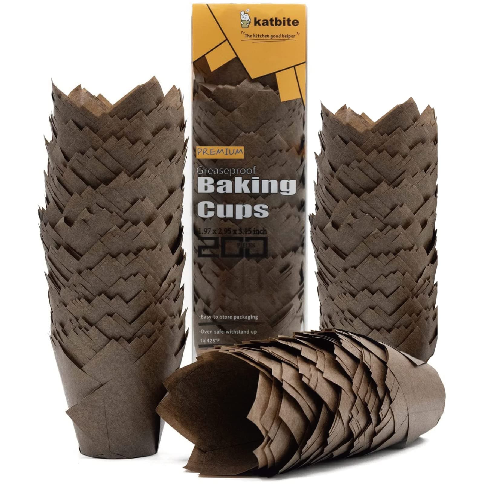 Katbite Cupcake Cases Standard Muffin Liners Heavy Duty Disposable Baking Cups (Dark Brown)