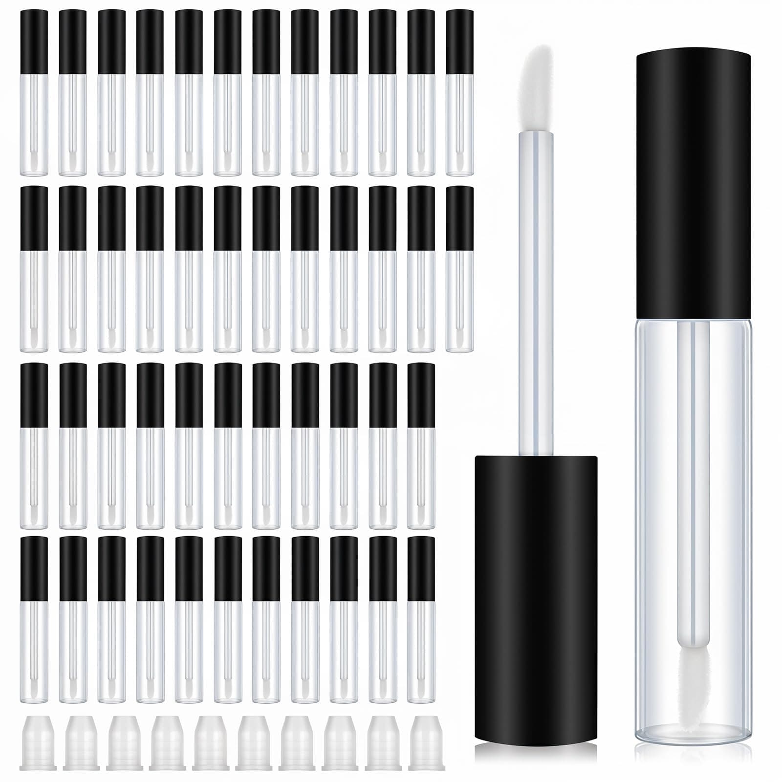 50 Pcs Lip Gloss Tubes Empty 10 ml Lipgloss Containers with Wand, Refillable Cosmetic Containers Bottles Plastic Lipstick Tubes with Rubber Inserts for Women Makeup
