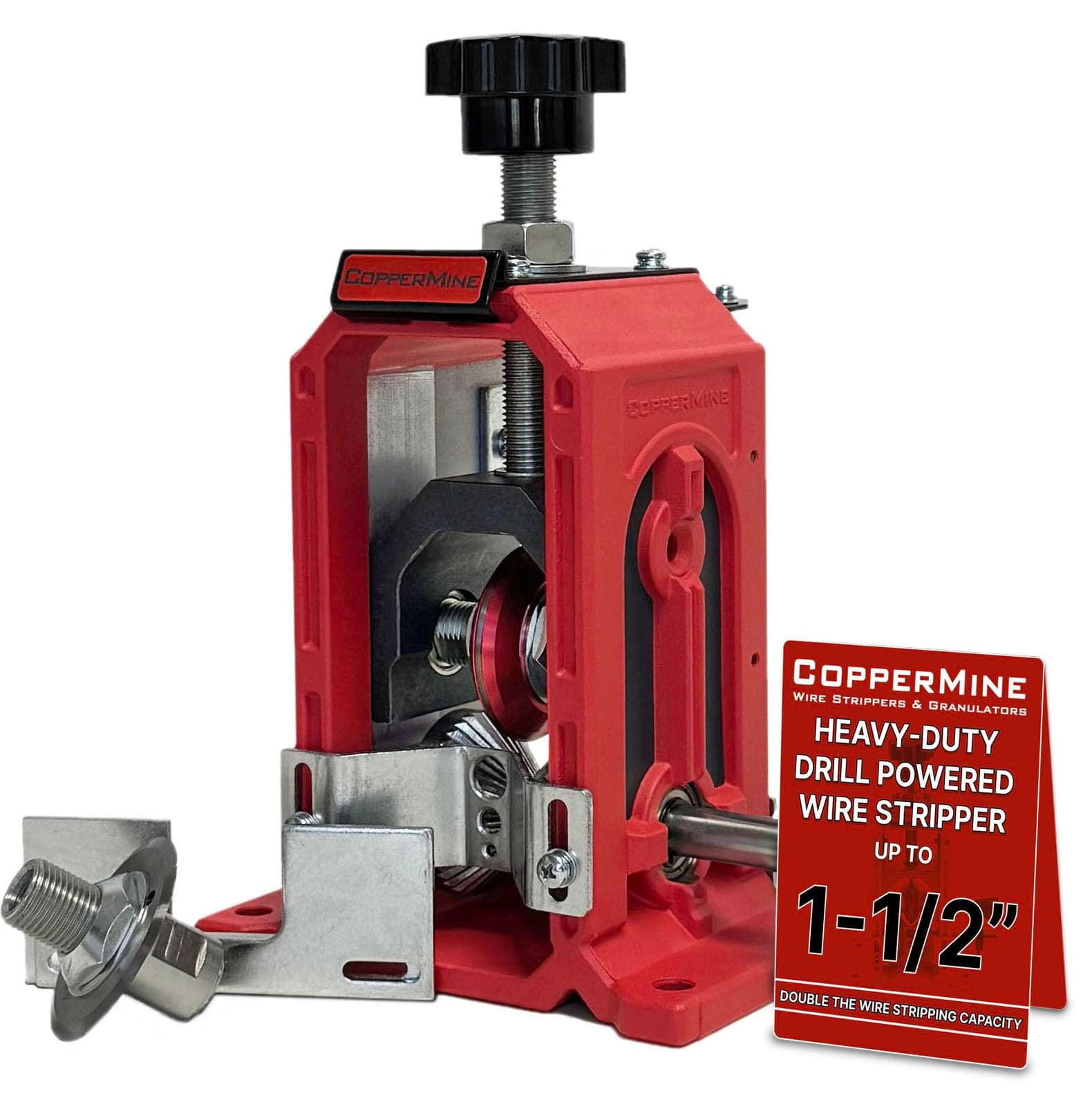 CopperMine Copper Wire Stripping Machine – Hand Crank & Drill Operated | Strips 18 AWG to 1250 kcm (3/32" to 1-1/2") – Heavy-Duty Wire Stripper Tool for Scrap Copper