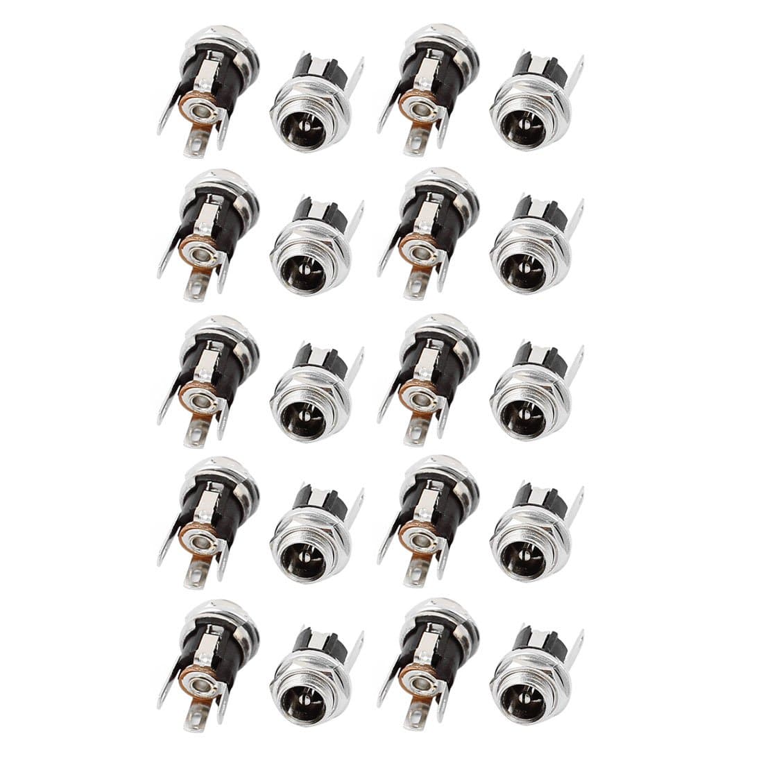 20Pcs 5.5mm x 2.1mm 3 Terminals DC Power Socket Mount Connector W Nuts DC-053A (20 Unids 5.5mm x 2.1mm 3 Terminales Conector de Montaje de Enchufe de Alimentación DC Tuercas W DC-053A
