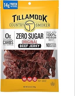 Tillamook Country Smoker Keto Friendly Zero Sugar Beef Jerky, Original, 6.5 Ounce