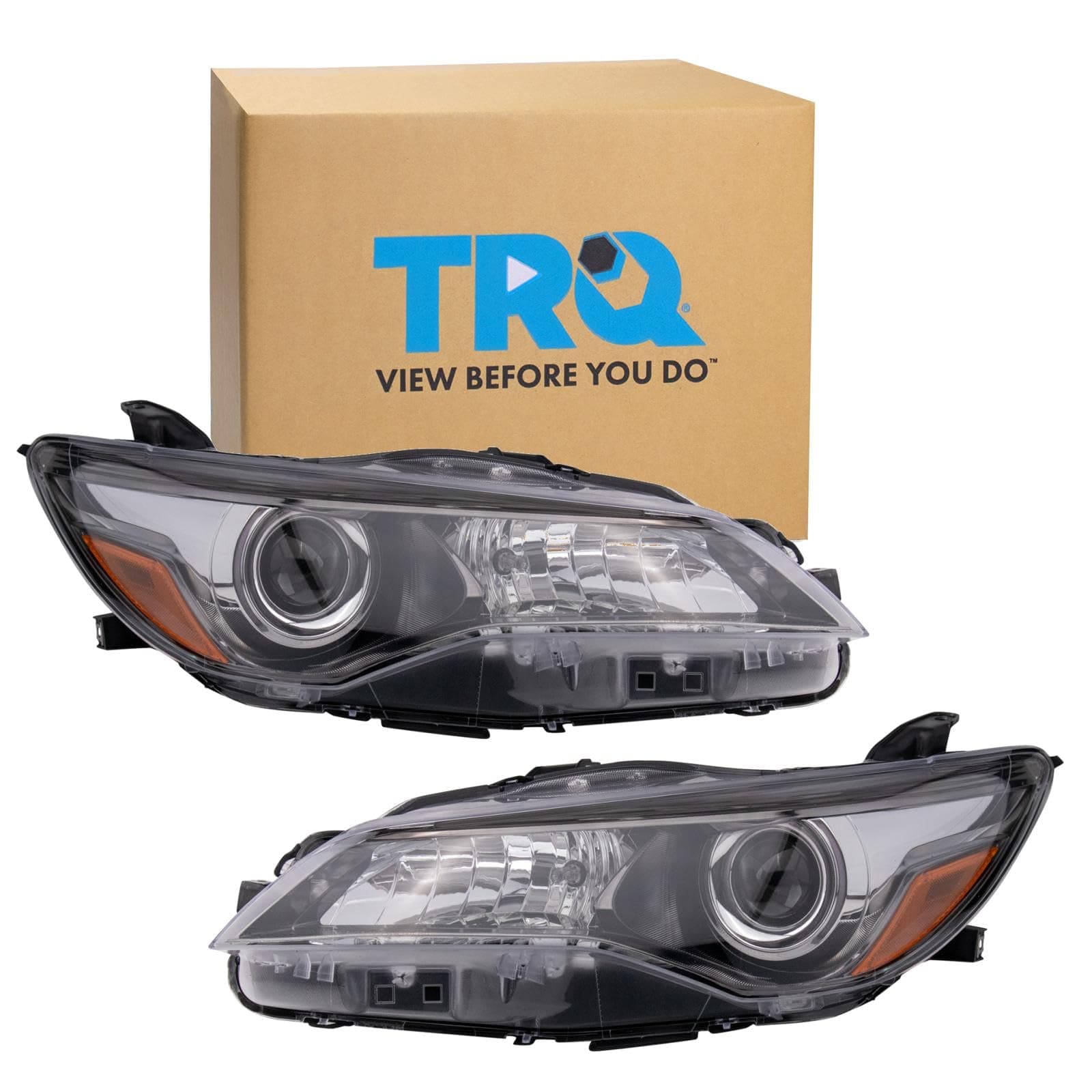 TRQ Headlight Assembly Set Headlights Driver & Passenger Side Halogen Compatible with 2015-2017 Toyota Camry TO2502224 TO2503224
