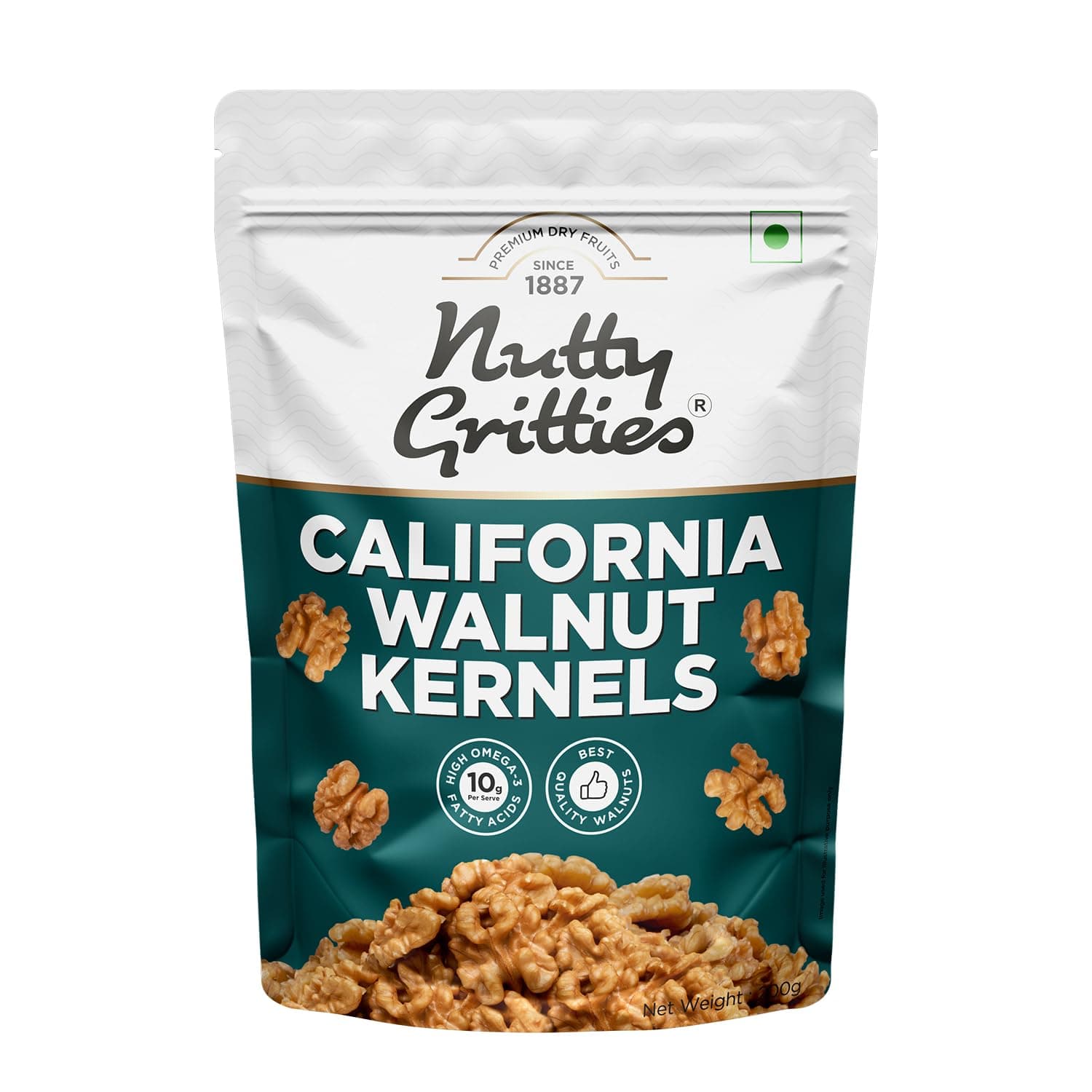 California Walnut Kernels Without Shell 200g, for Morning Consumption Dry Fruit, Omega-3 Rich | Resealable Pouch