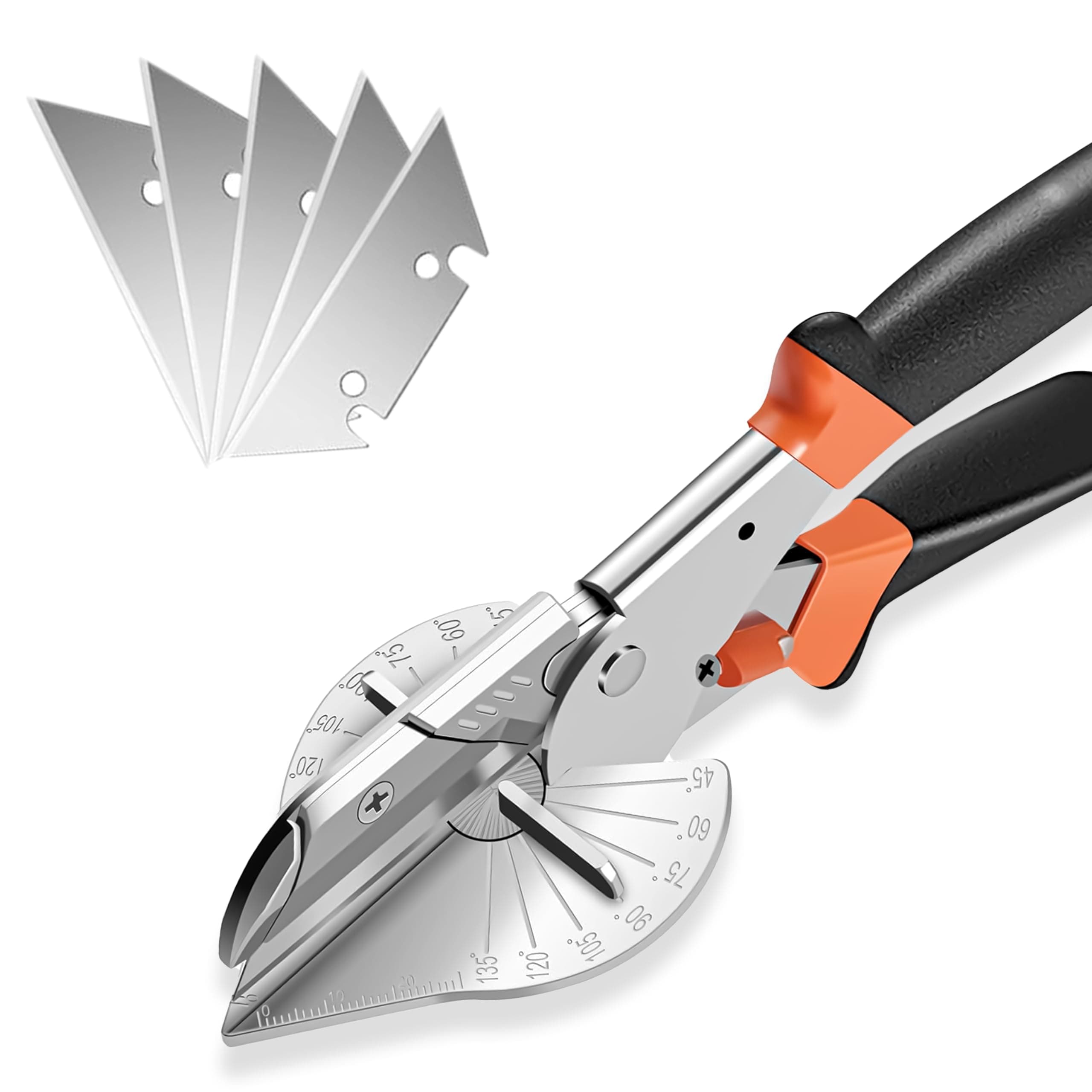 Multi Angle Miter Shear Cutter 45 Degree To 135 Degree (Handle Color - Vary) Including 5 Spare Blades- Multi Purpose