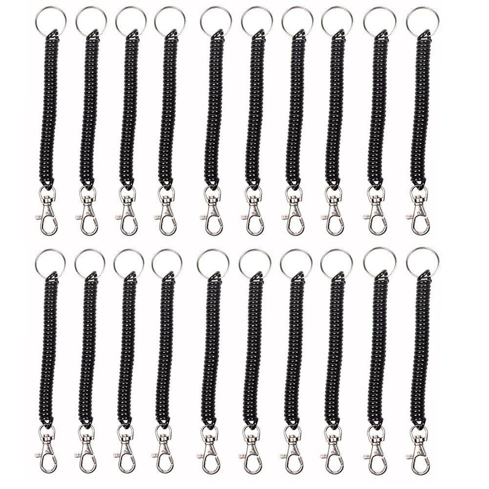 Spring Coil Keychain Key Cellphone Snap Hook Cord Retractable Key Ring with Metal Lobster Clasp Pack of 20