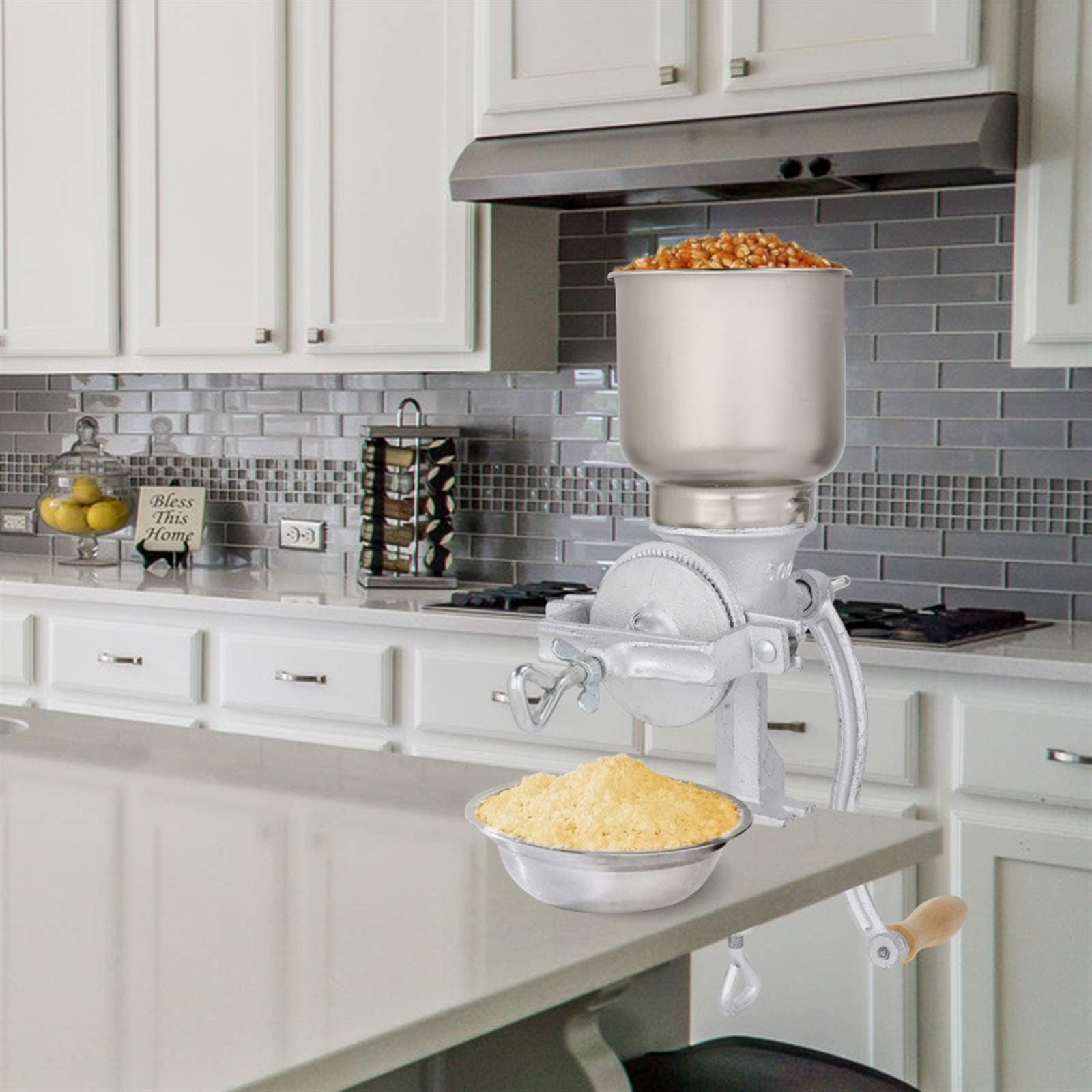 Premium Quality Cast Iron Hand Crank Manual Corn Grain Grinder, Great for Restaurants, Commercial Kitchens, Bakery, Home Cook