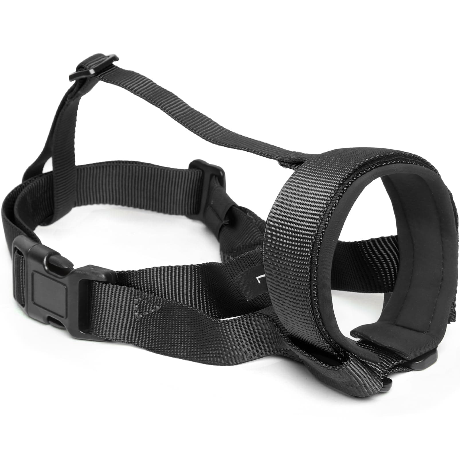 HEELE Dog Muzzle with Head Strap and Adjustable Loop and Soft Neoprene Padding, No More Chafing, Muzzle for Medium Dogs to Prevent Barking Biting and Chewing, Gentle Dog Muzzles, Black, M