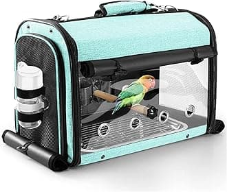 Bird Carrier Bag Bird Travel Cage with Stand, Lightweight Backpack for Parrot, Portable Bird Travel Bag, Pet Transparent Breathable Travel Cage, Green