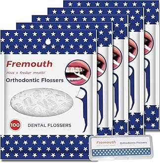 Orthodontic Flossers for Braces - Ortho Dental Floss Picks, 100 Count (Pack of 5), with a Travel Case
