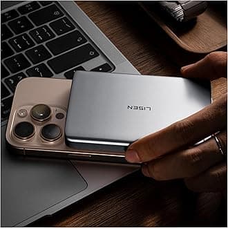 LISEN 0.5‘’ Ultra Slim MagSafe Portable Charger,10000mAh Wireless Card Slim MagSafe Battery Pack iPhone 17 Air Accessories,Magnetic Power Bank for iPhone 17 Pro Max Plus Air/16/15/14/13/12，GlacierGray