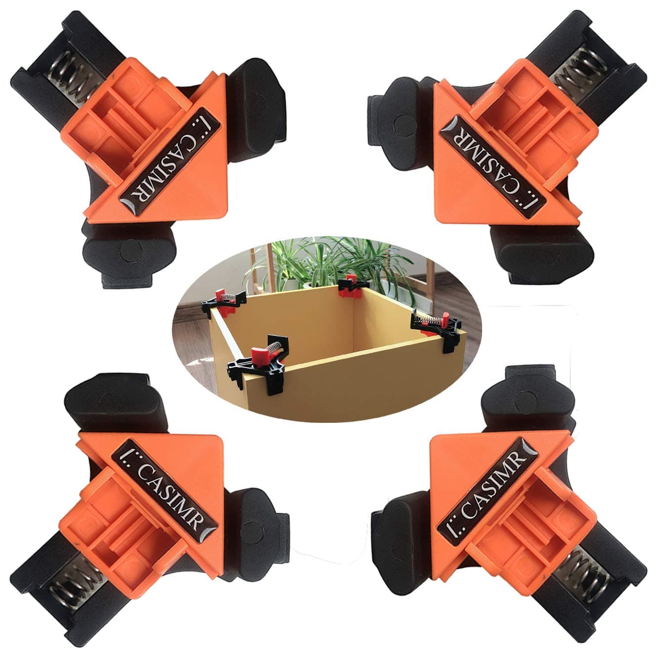 90 Degree Corner Clamp, 4 Pack Adjustable Single Handle Spring Loaded Right Angle Clamp,Swing Woodworking Clip Clamp Tool