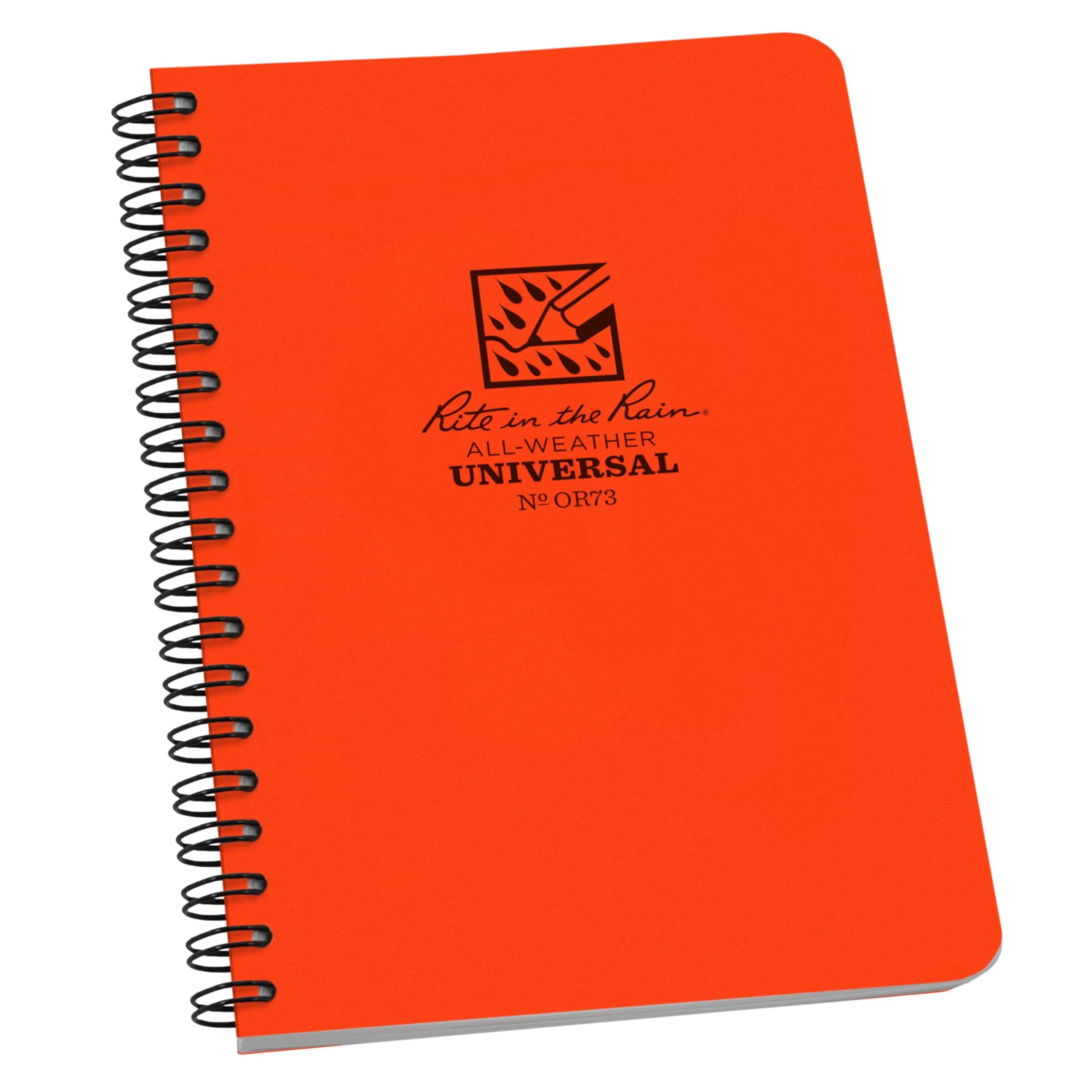 Weatherproof Side Spiral Notebook, 4.625" x 7", Orange Cover, Universal Pattern (No. OR73)