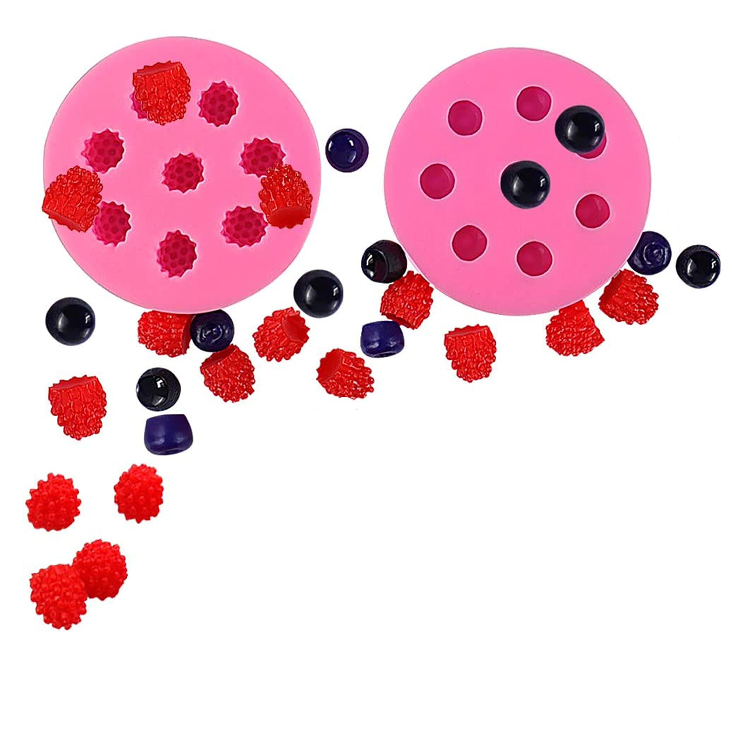 BITSKY INDIA Fruit Shaped Jelly Molds 3D Raspberry & Blueberry Silicone Fondant Molds Soap Embed Molds Wax Embeds,Wax Melts Molds