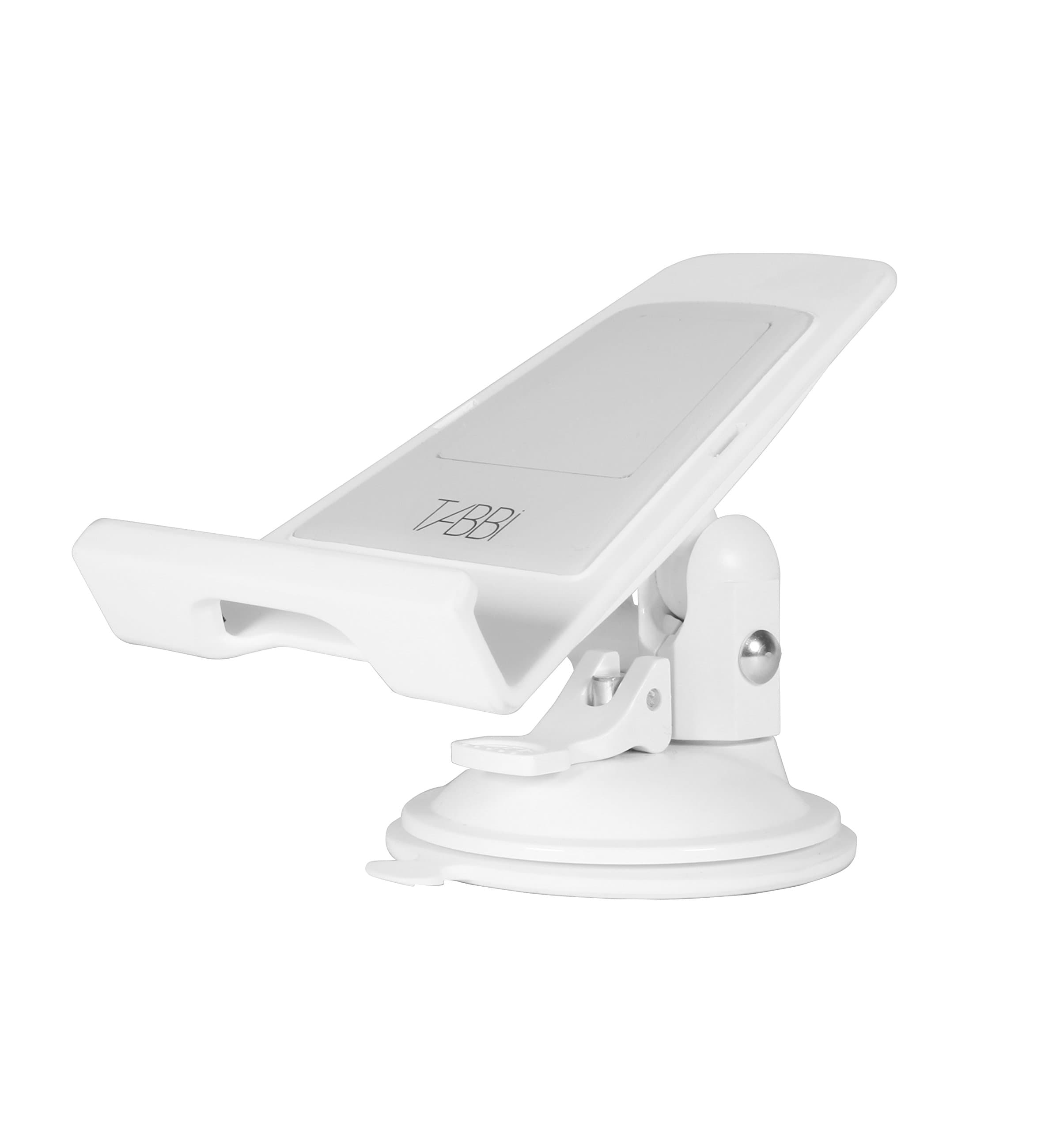 Tabbi White Tablet & Mobile Phone Mount Windscreen Holder for ipad Mini Retina 2/3/4 Air 1/2 iphone 4/4S/5/5C/5S/6/6 Plus Samsung Note Tab S4 S5 S6 Mini Edge HTC M8 M8S M9 Blackberry Passport Classic Leap
