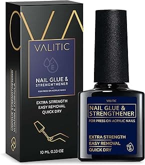 Strong Nail Glue and Strengthener - Quick Dry Brush On Gel for Long Lasting Nails - Adhesive Bond for False Nails - Strengthener for Nail Tips - 1 Pack