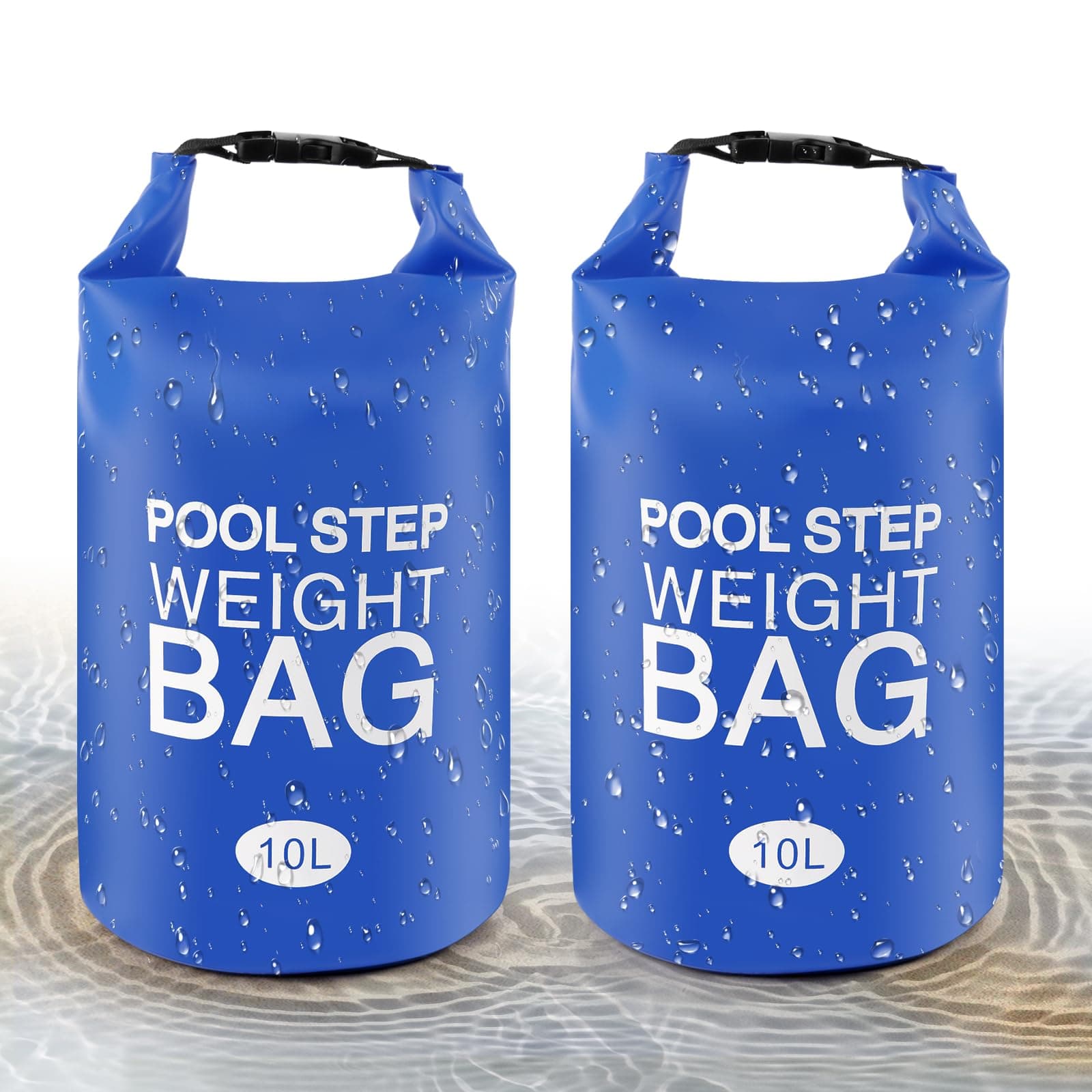 2 Pack Universal Pool Step Weights 250D PVC Waterproof Swimming Pool Ladder Weights 10l No Breaken Above Ground Pool Ladder Sand Bags, Foldable Pool Stair Weights for Pool Steps, Easy Fill Sand(Blue)
