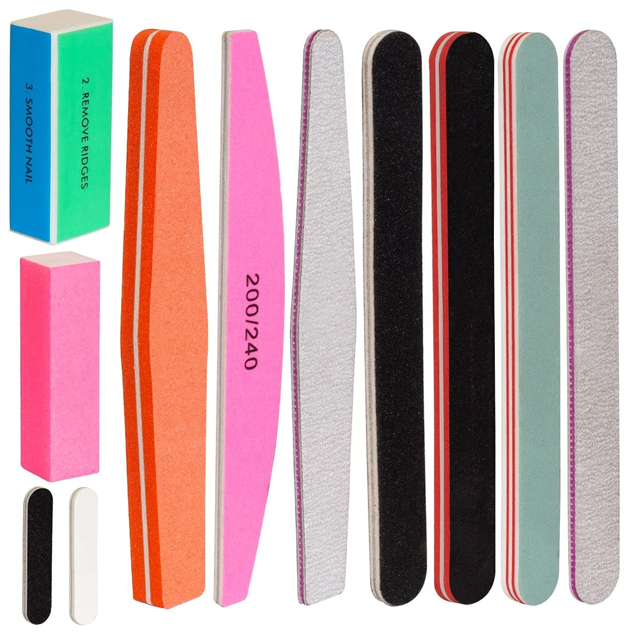 Premify Nail File Set Professional Buffer File Kit Block Natural Manicure Pedicure Kit Polisher Washable Buffering/Sanding Nails Filer Buffing, Nails Polish Smooth Polishing Set