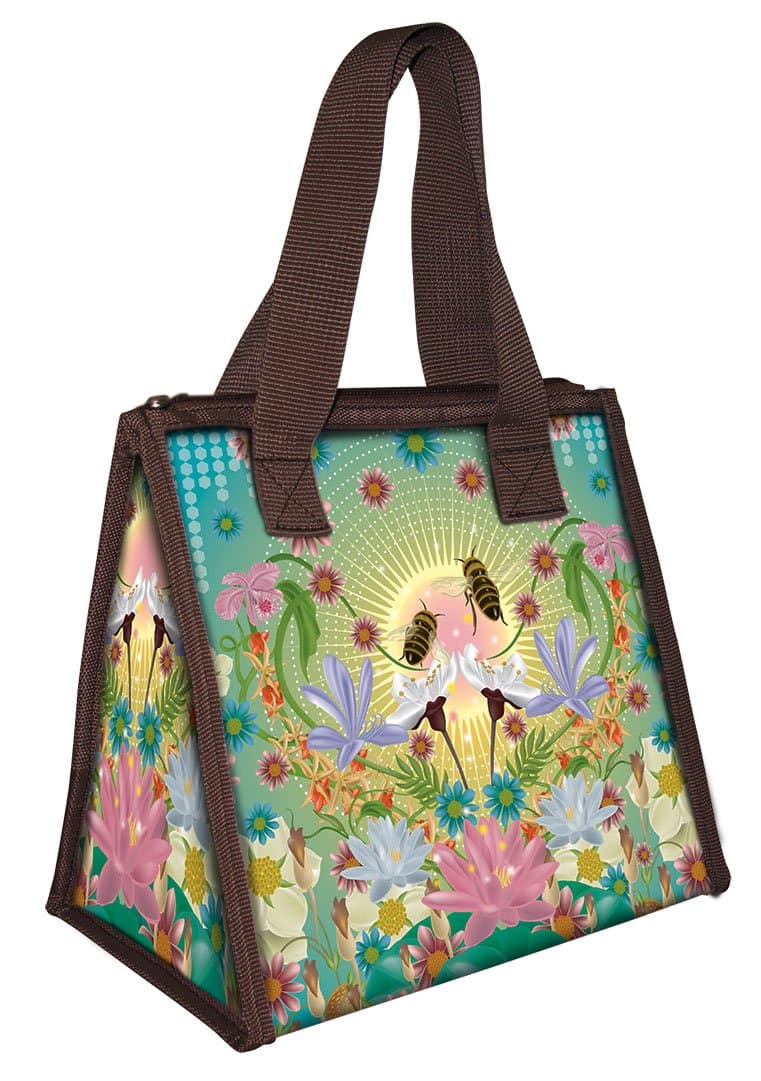 Coelacanth Fabric Zipper Tote, Happy Bees, Mixed