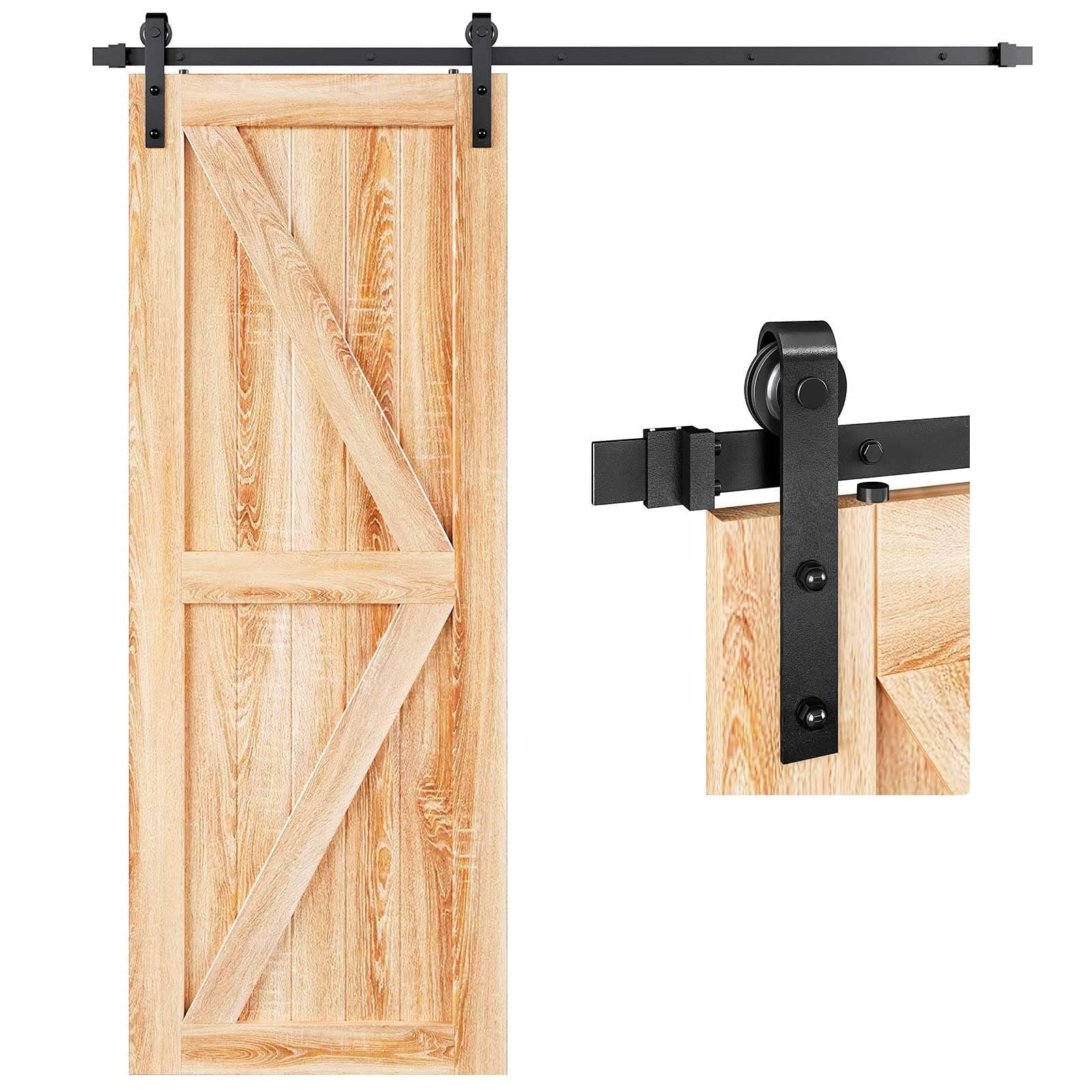 EaseLife 4 FT Sliding Barn Door Hardware Track Kit,Basic J Pulley,Slide Smoothly Quietly,Easy Install (4FT Track Kit for 24" Wide Single Door)