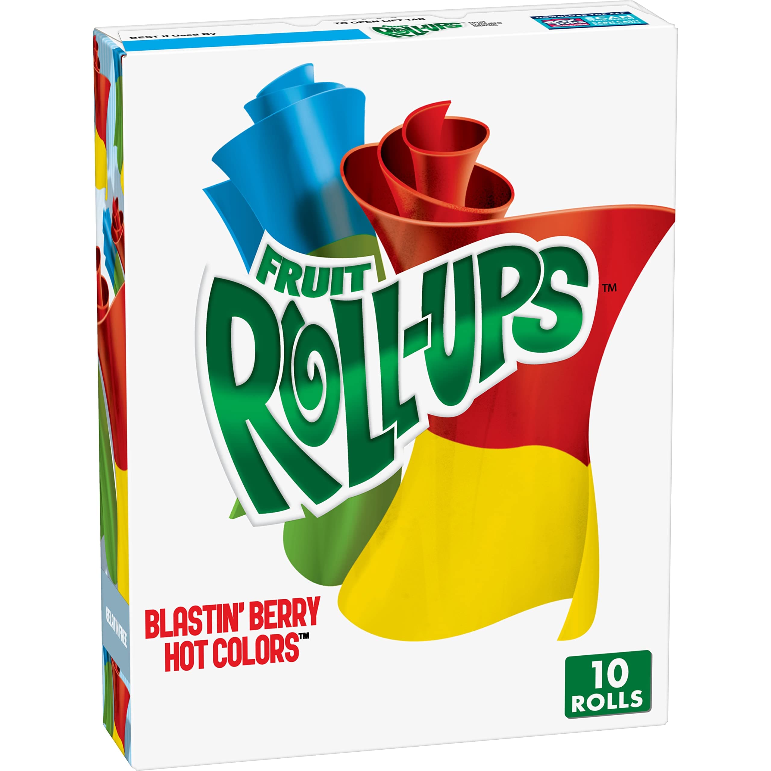 Fruit Roll-Ups Fruit Flavored Snacks, Blastin' Berry Hot Colors, 10 ct