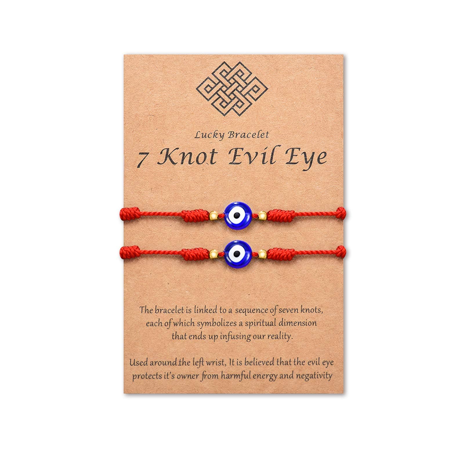 (Ver.3) Evil Eye 7 Knot Lucky Bracelets Adjustable Red String Amulet for Women Men
