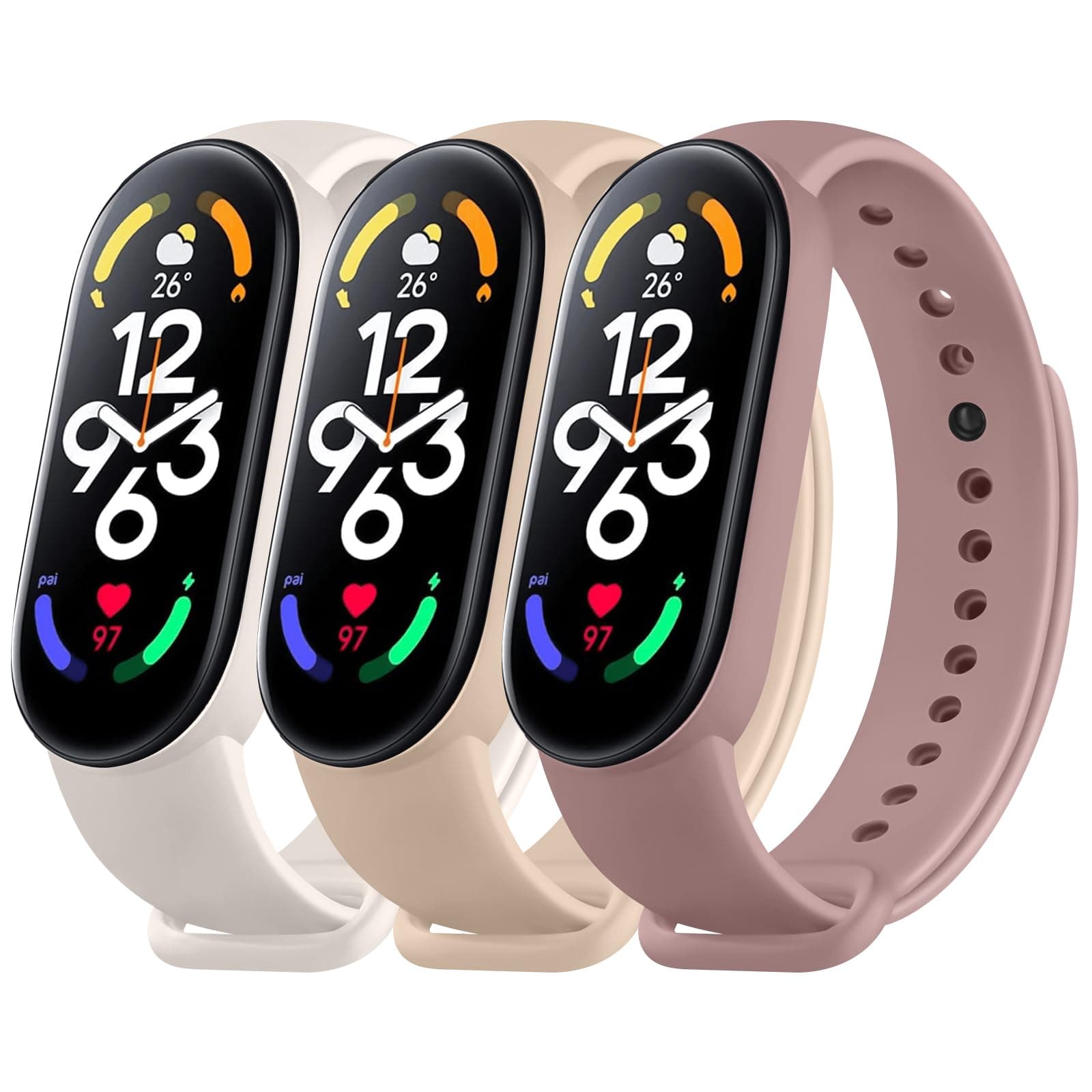 Wanme Bands Compatible with Xiaomi Mi Band 7 Replacement Strap Women Men, Soft Silicone Sport Strap for Xiaomi Mi Band 7 Bands Wristband Accessories
