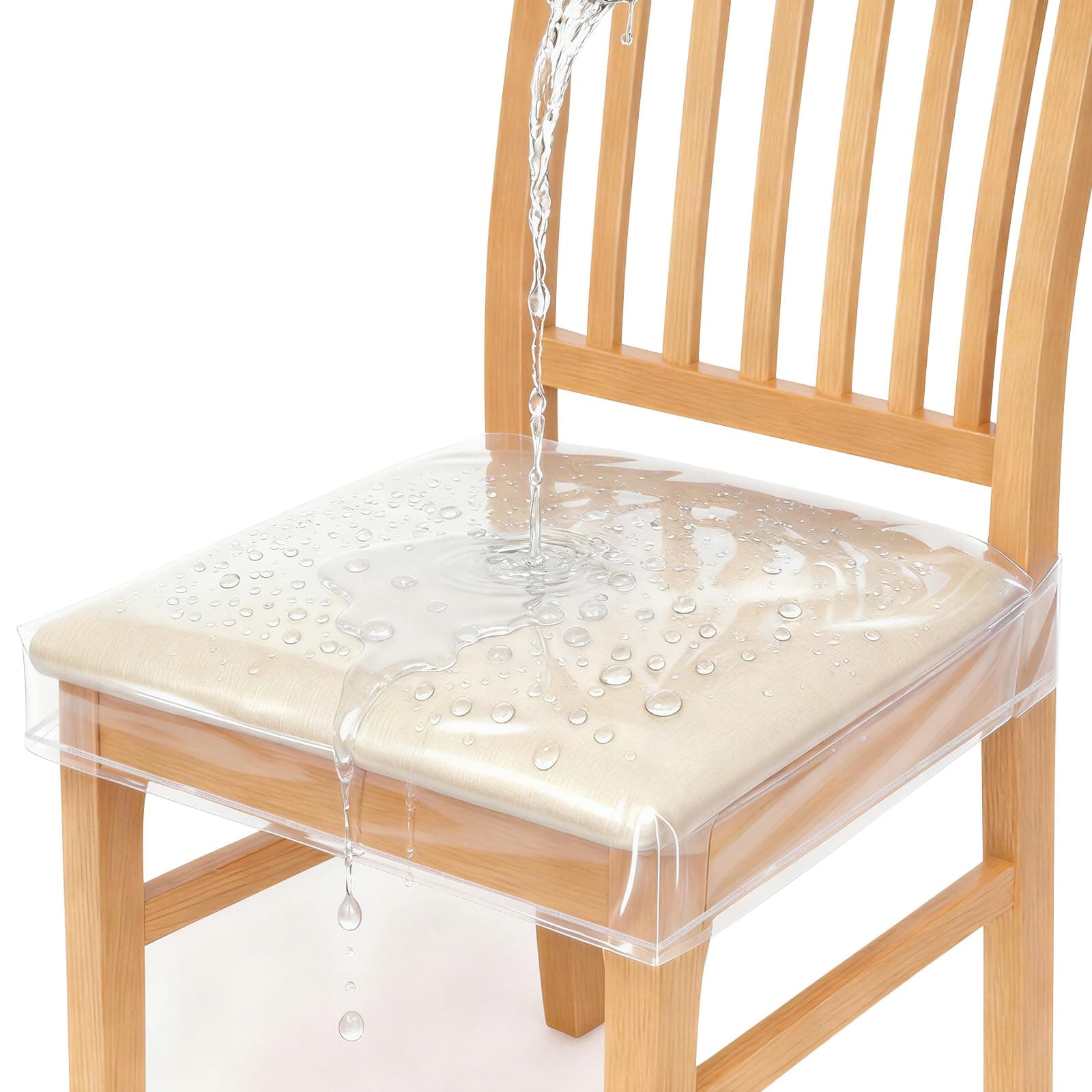 Zipcase 6 Pack Stain, Water and Kitty Scratch Resistant Clear Dining Chair Covers/Slipcovers Chair Protector Waterproof PVC Material, 17”D x 18”W x 4”H with Adjustable Belt Strap, Set of 6