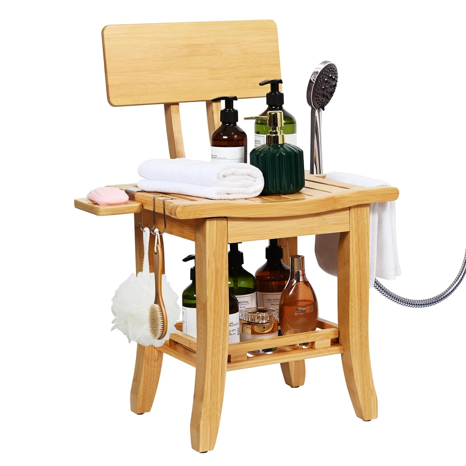 2-Tier Bamboo Shower Chair