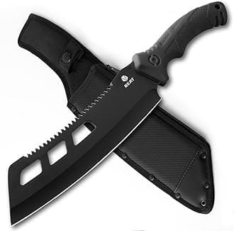 Machete with Saw,16" Heavy Duty Machete with Sheath, Dual-Purpose Hunting Knife for Chopping and Sawing,Ergonomic No-Slip Handle,Machetes for Yard Work,Cutting Trees,Bushcraft,Gifts for Men,Women