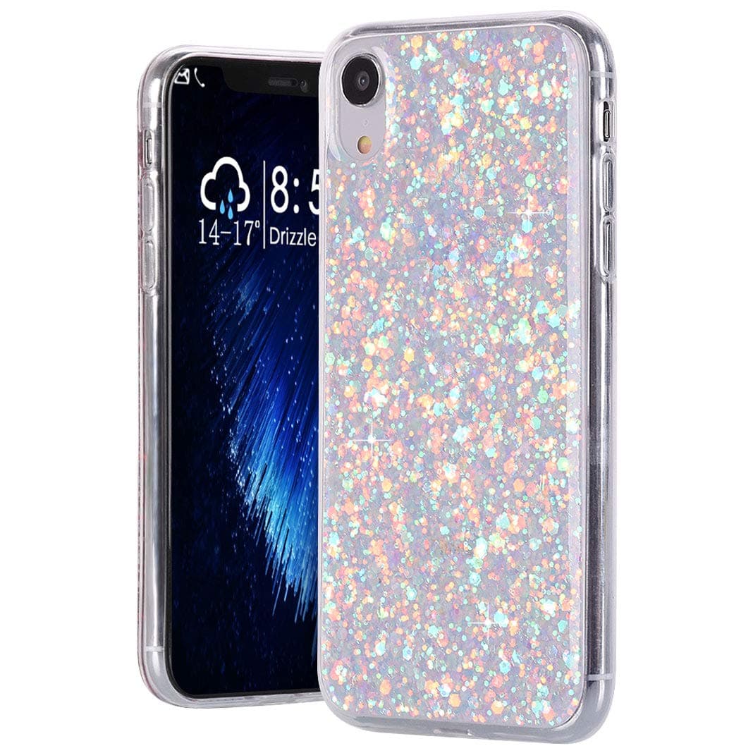 Case for iPhone XR Soft TPU Phone Case for iPhone XR 6.1 Inch, Protection Phone Case Back Cover Ultra-Slim Bling Glitter Case Cover for Apple iPhone XR 2018 for Women, Girls-Purple