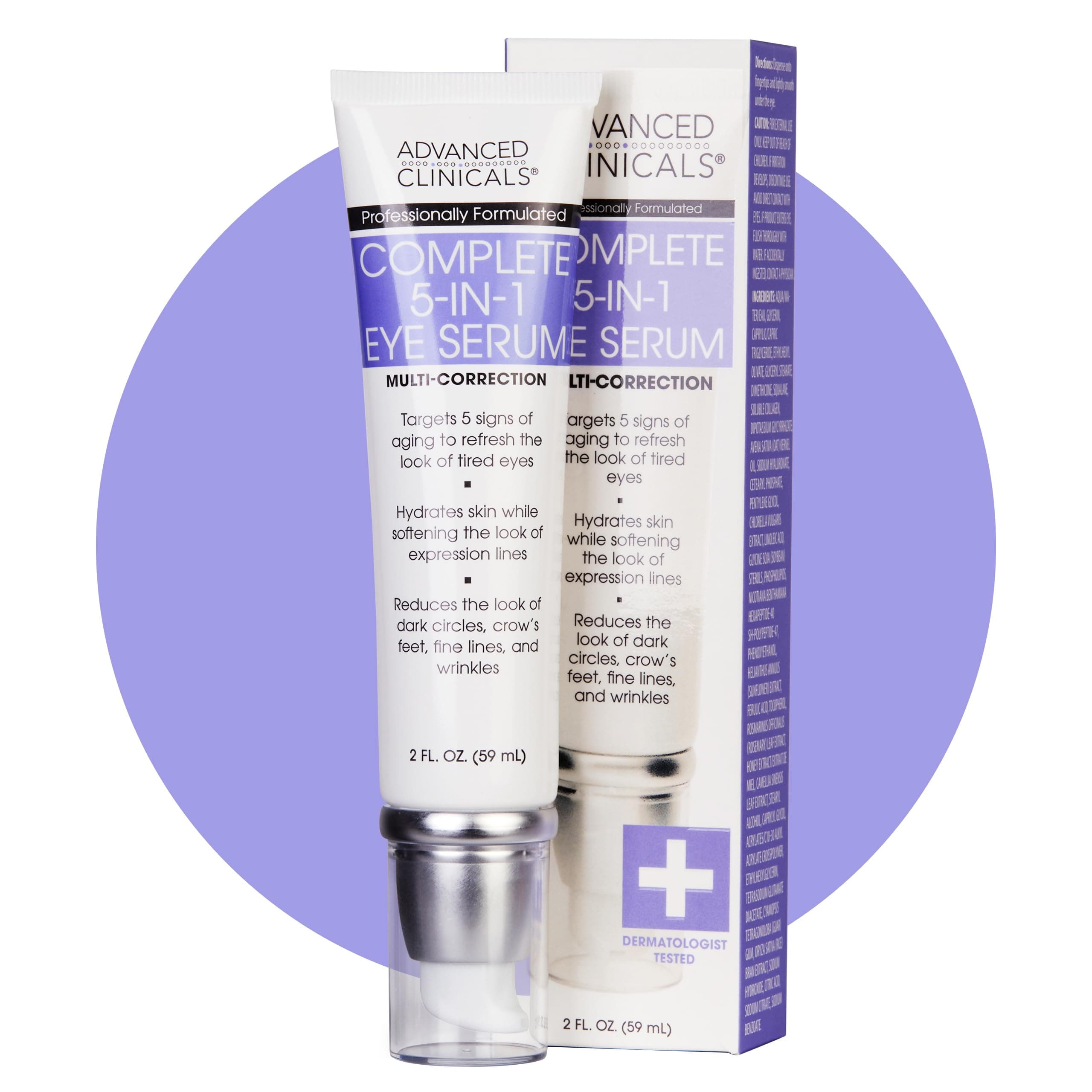 Advanced Clinicals 5 In 1 Multi Correction Anti Aging Eye Serum W 2 Ounce As Shown Picture