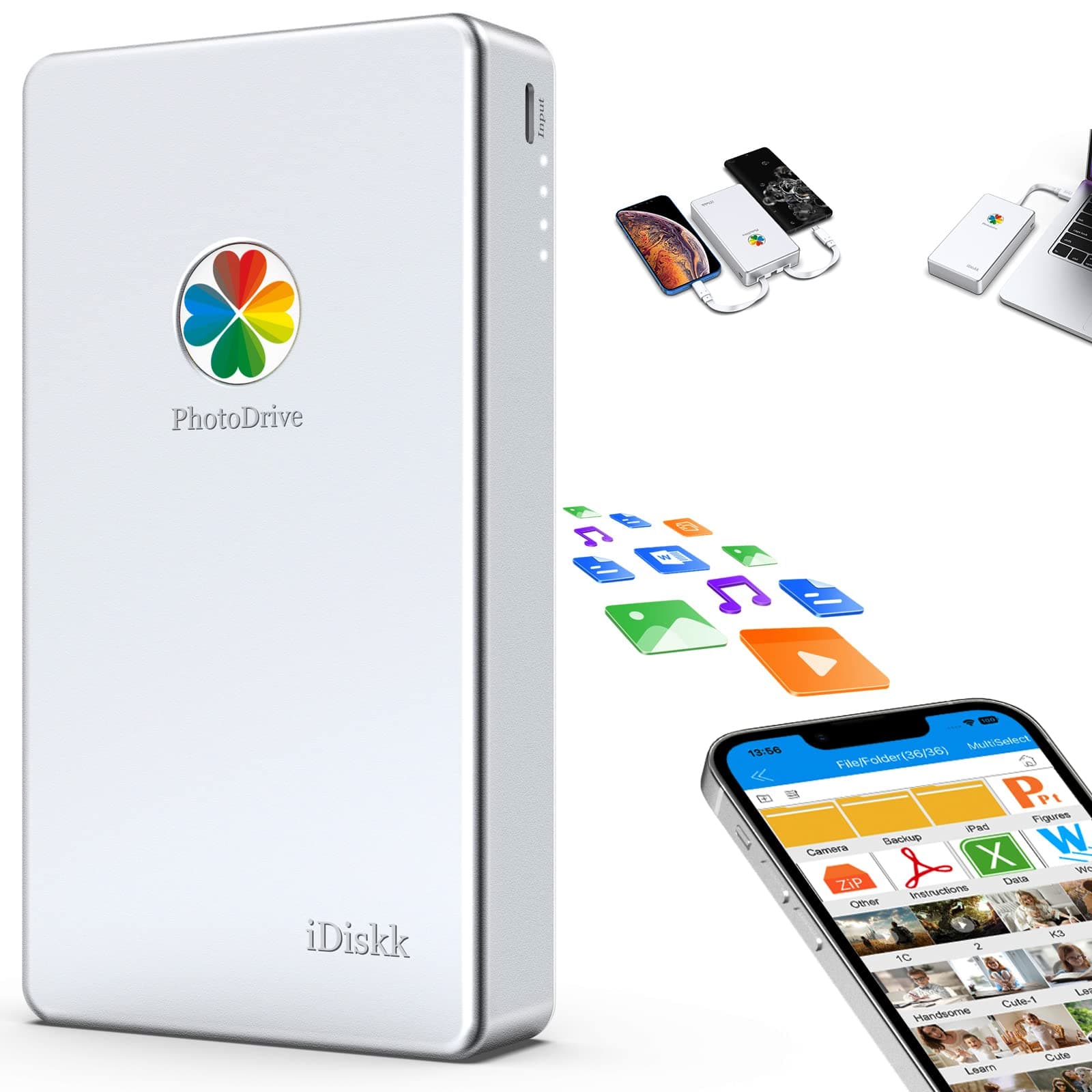 iDiskk 2TB App-le Certified External Hard Drive for iPhone 17 & iPad Android Mobile 2TB iPhone Hard Disk,MacBook and PC, Photo Stick to Backup Photos/Videos,Files for iPhone17/16/15/14