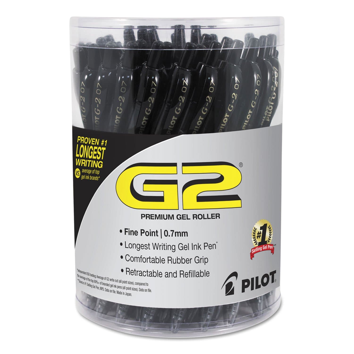 Pilot G2 Premium Gel Roller Pen, Retractable and Refillable, Fine Point 0.7 mm, Black Ink, 36 Count