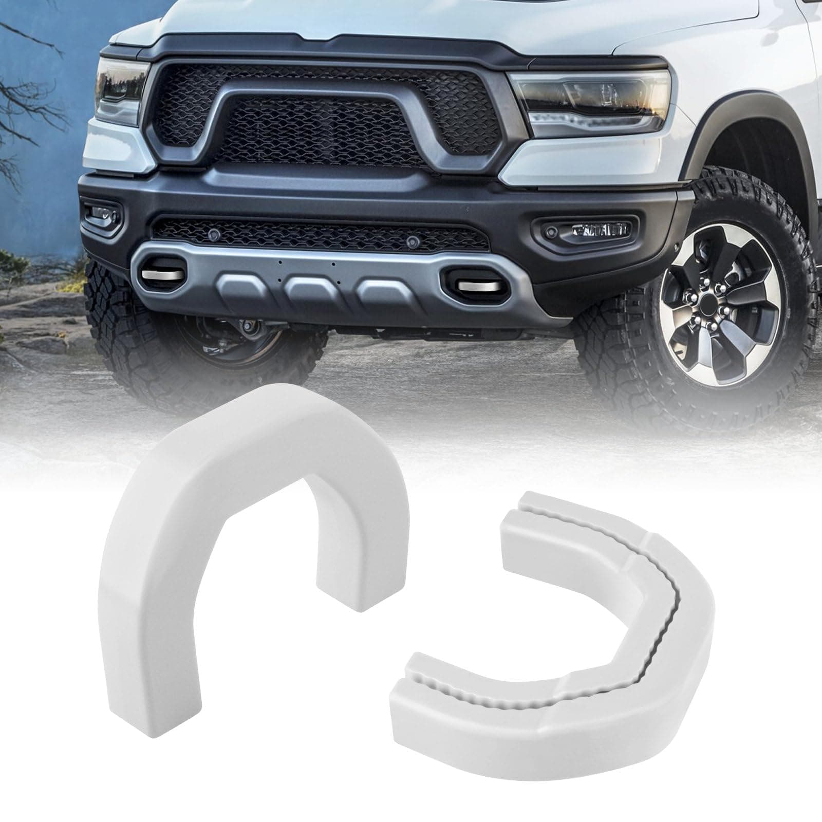 Front Tow Hooks Covers for RAM 1500 2019-2026, Hitch Cover Compatible with RAM 1500 Accessories 2019-2026 White (Not Fit for RAM 1500 Classic,Warlock,RAM 2500,RAM 3500)