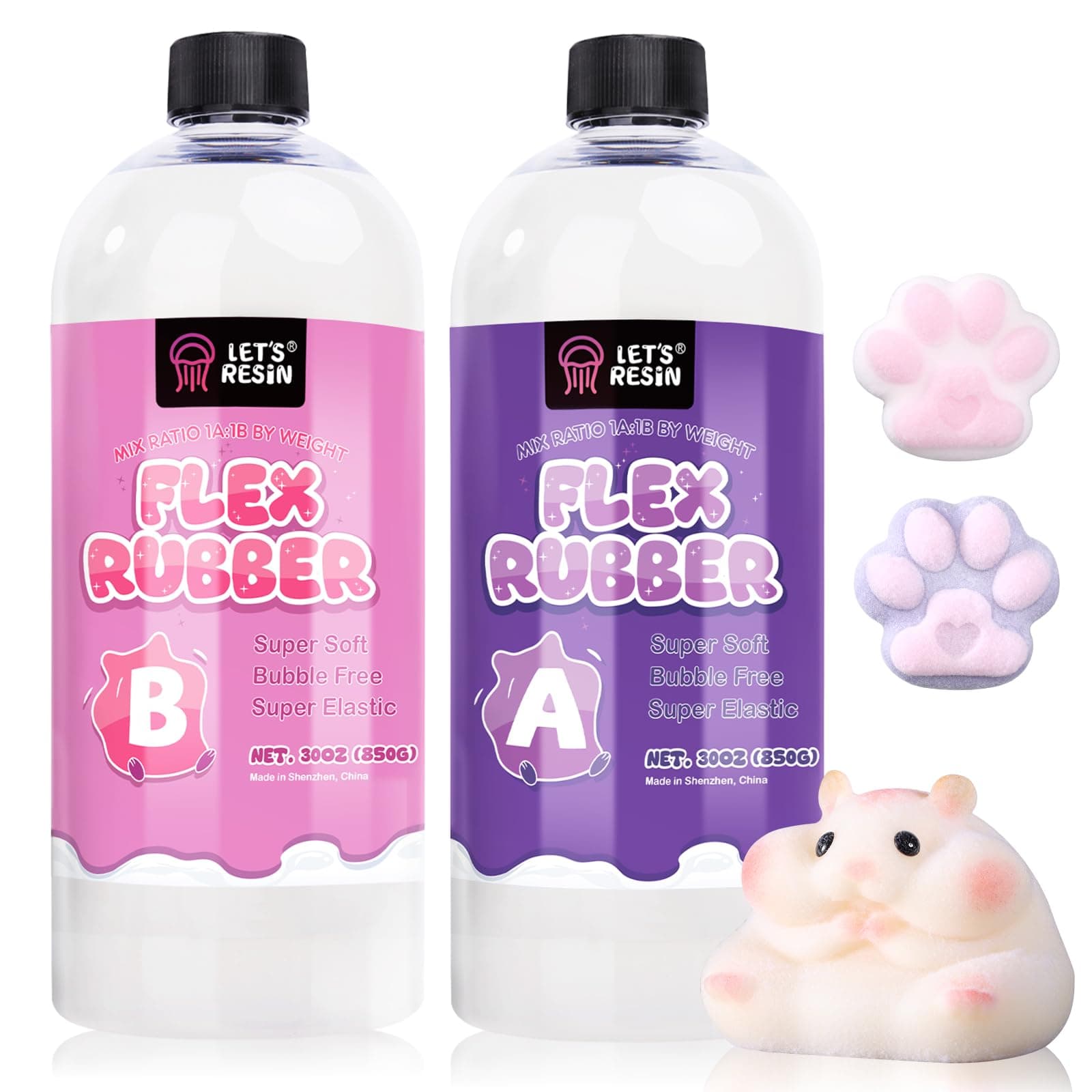 LET'S RESIN Flex Rubber for Making Taba Squishy-Super Soft 60oz Silicone Mix for Squishy Maker, DIY, Custom Cat Paws & Stress Relief Gifts