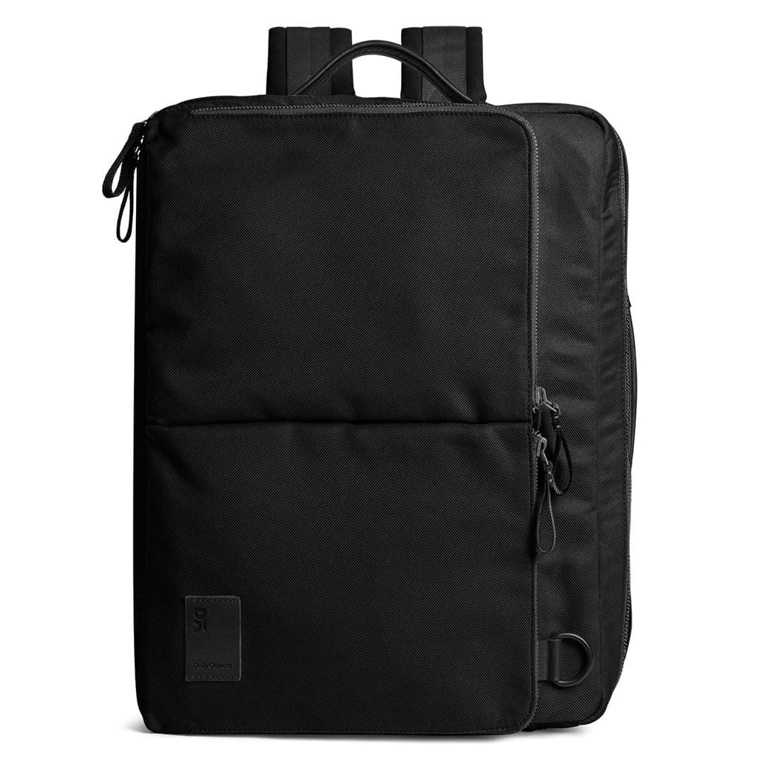 DailyObjects PET Space Black Meridian Convertible Briefpack (Backpack + Briefcase) | 100% Recycled | Fits any Laptop Upto 16" | Lightweight Shoulder Backpack | Multiutility Bag with Trolley Sleeve