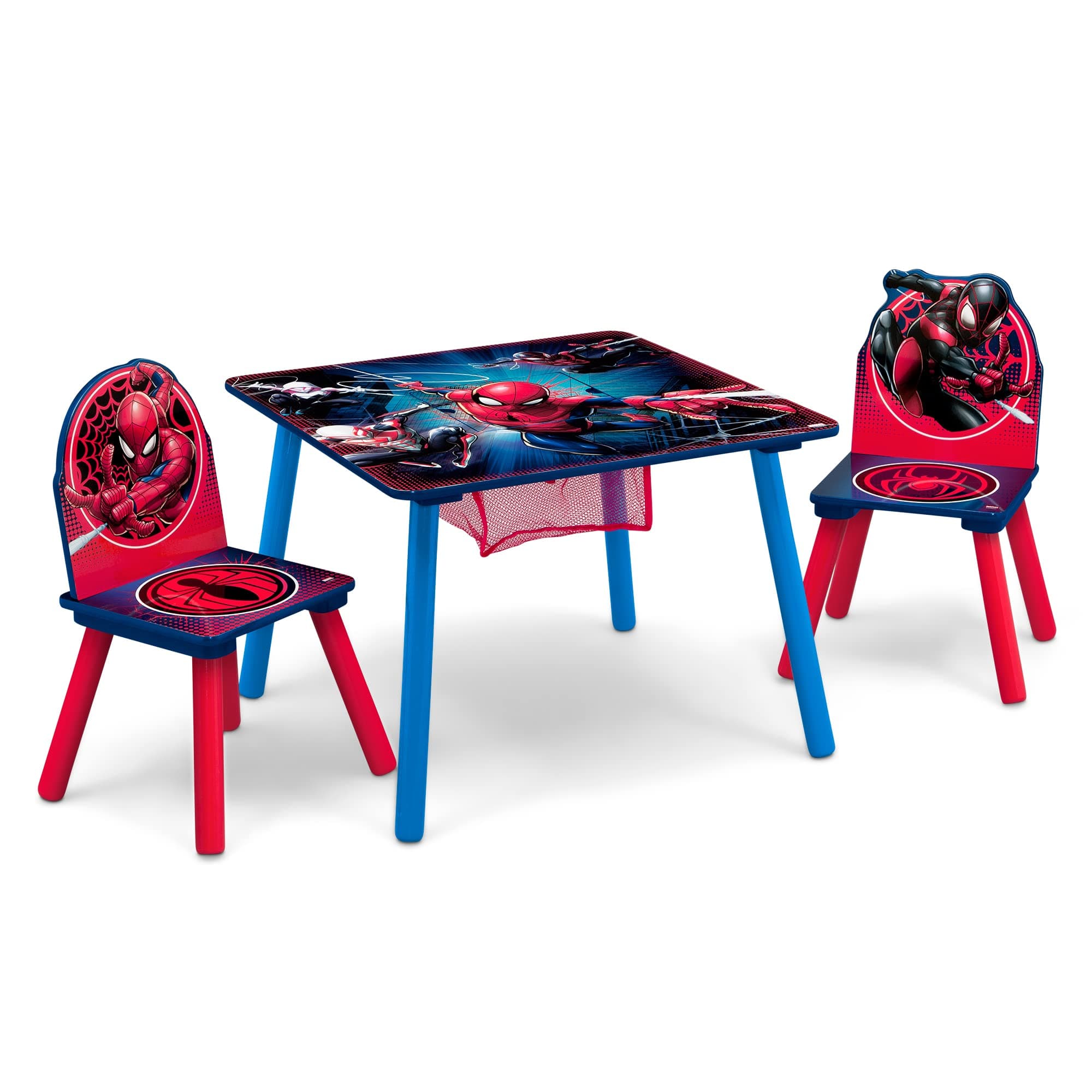 Delta Children Marvel Spider Man Kids Table Set with Storage (2 Chairs Included) Greenguard Gold Certified, Onesize, Blue/Red