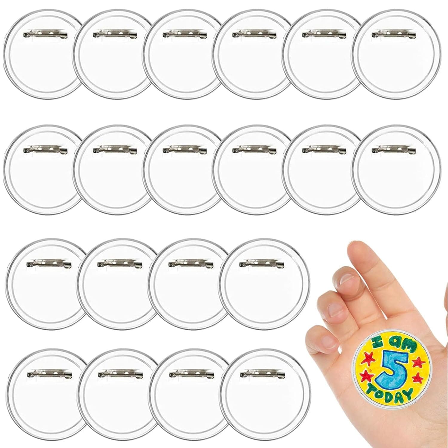 20 Pcs Acrylic Badge Making Kit, Design Button Badge, Clear Craft Buttons Pins Kit Sublimation For Diy Party Picture Make Your Own (25Mm/0.98Inch)