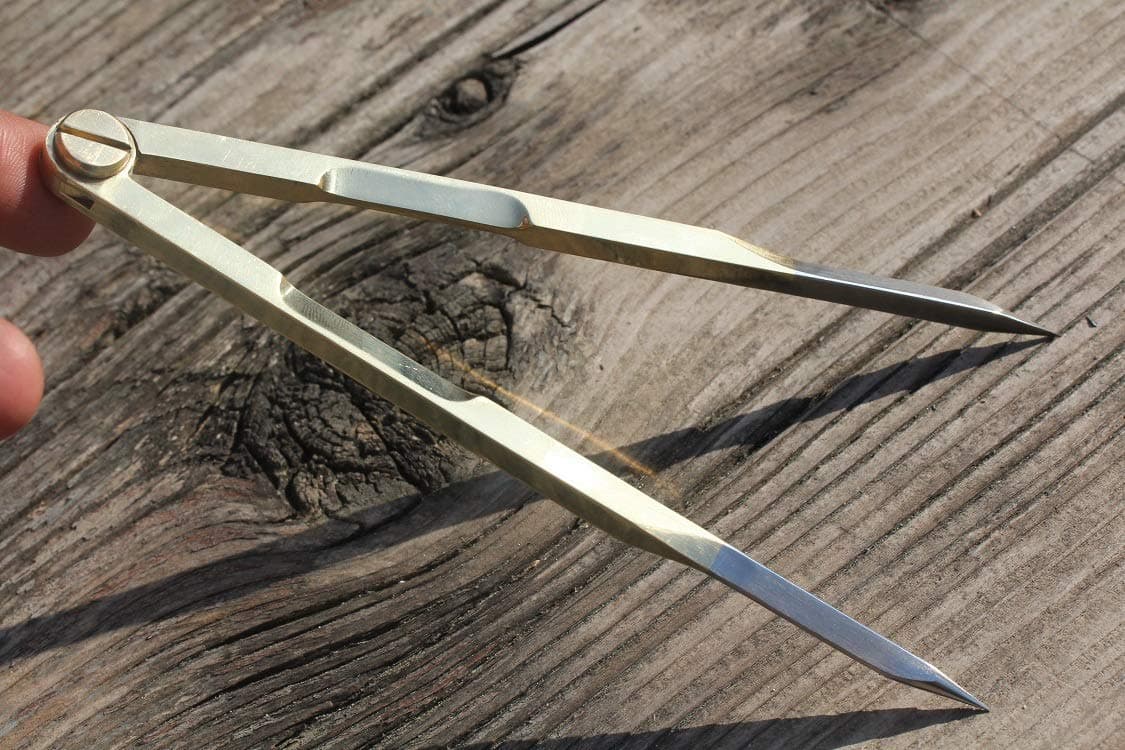 Nautical Brass Navigation Divider, Straight Navigation Divider (Small) for Maritime & Naval, Antique Geometry Drafting Compass, Geometry Drafting Compass Professional Work with Leather Case