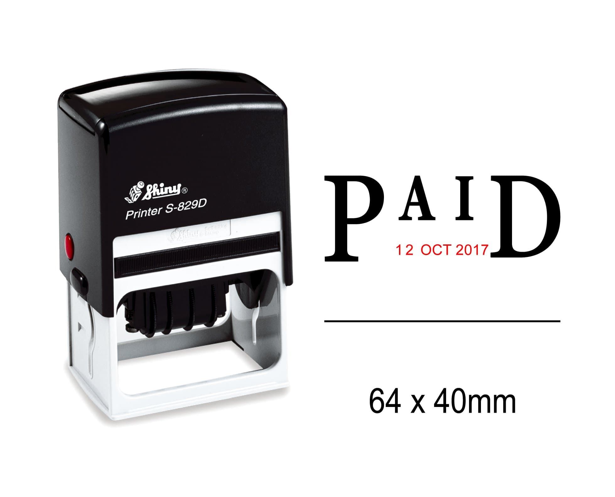 Shiny Date Stamper Self Inking with Paid Text Ofiice Stationery Rubber Stamp S-829D