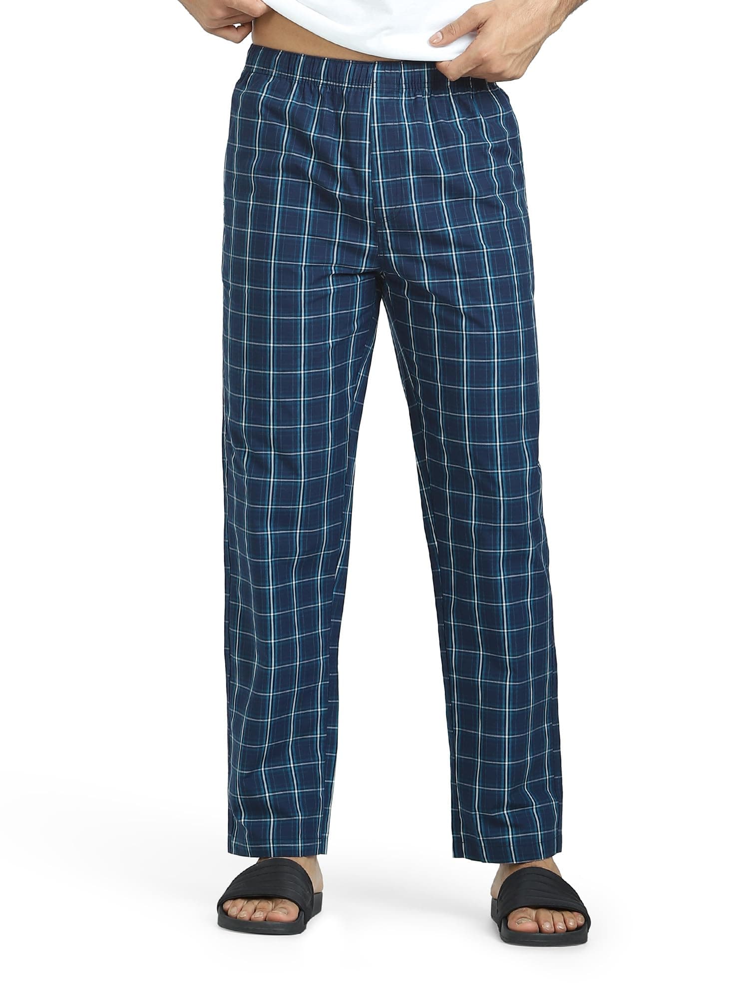 XYXX Men's Super Combed Cotton Checkered Checkmate Pyjamas with Elasticated Waist, Drawstring