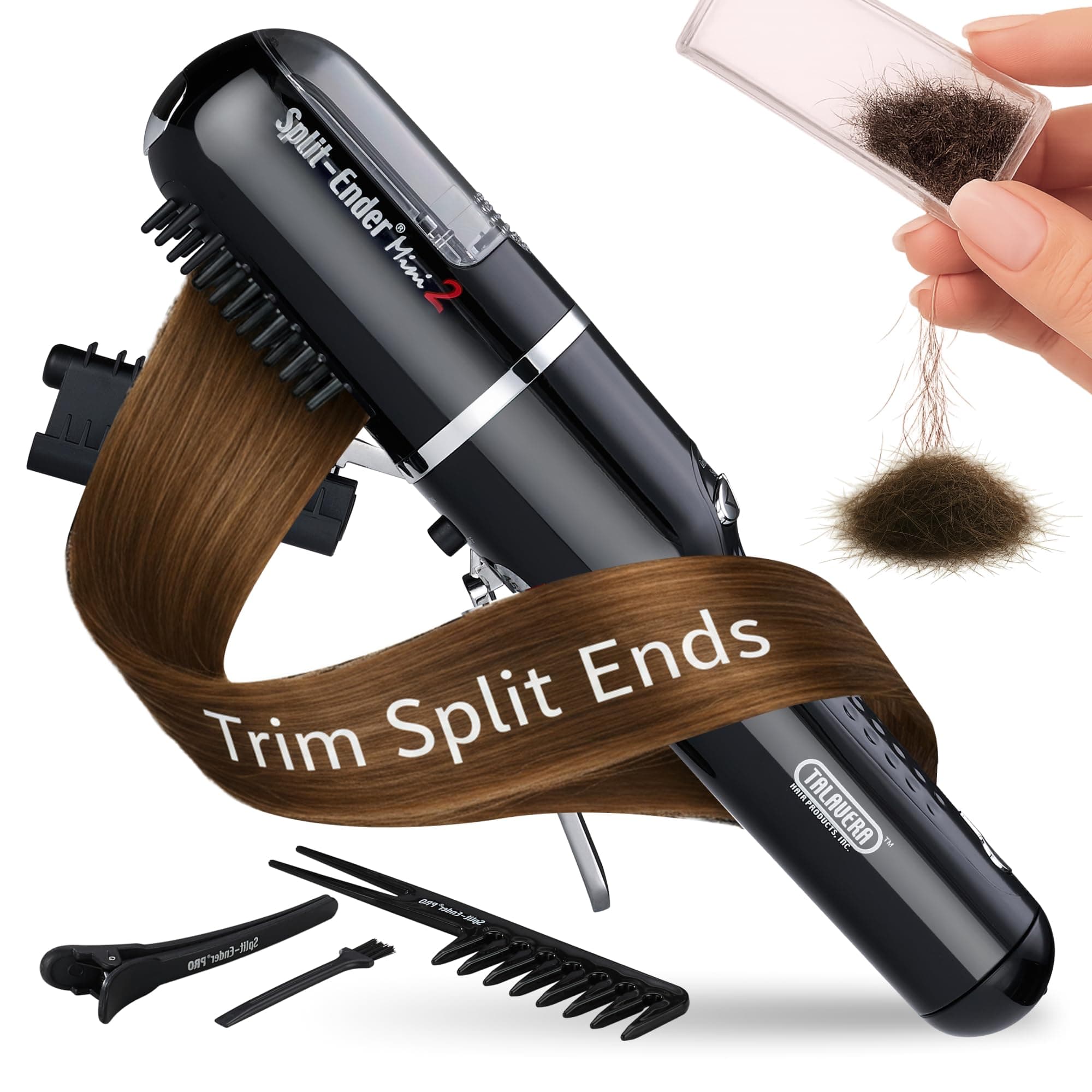 Mini 2 - Cordless End Trimmer, Solution for Dry and Damaged Hair, Rechargeable for Broken and Brittle Ends, Styling Tool - Black