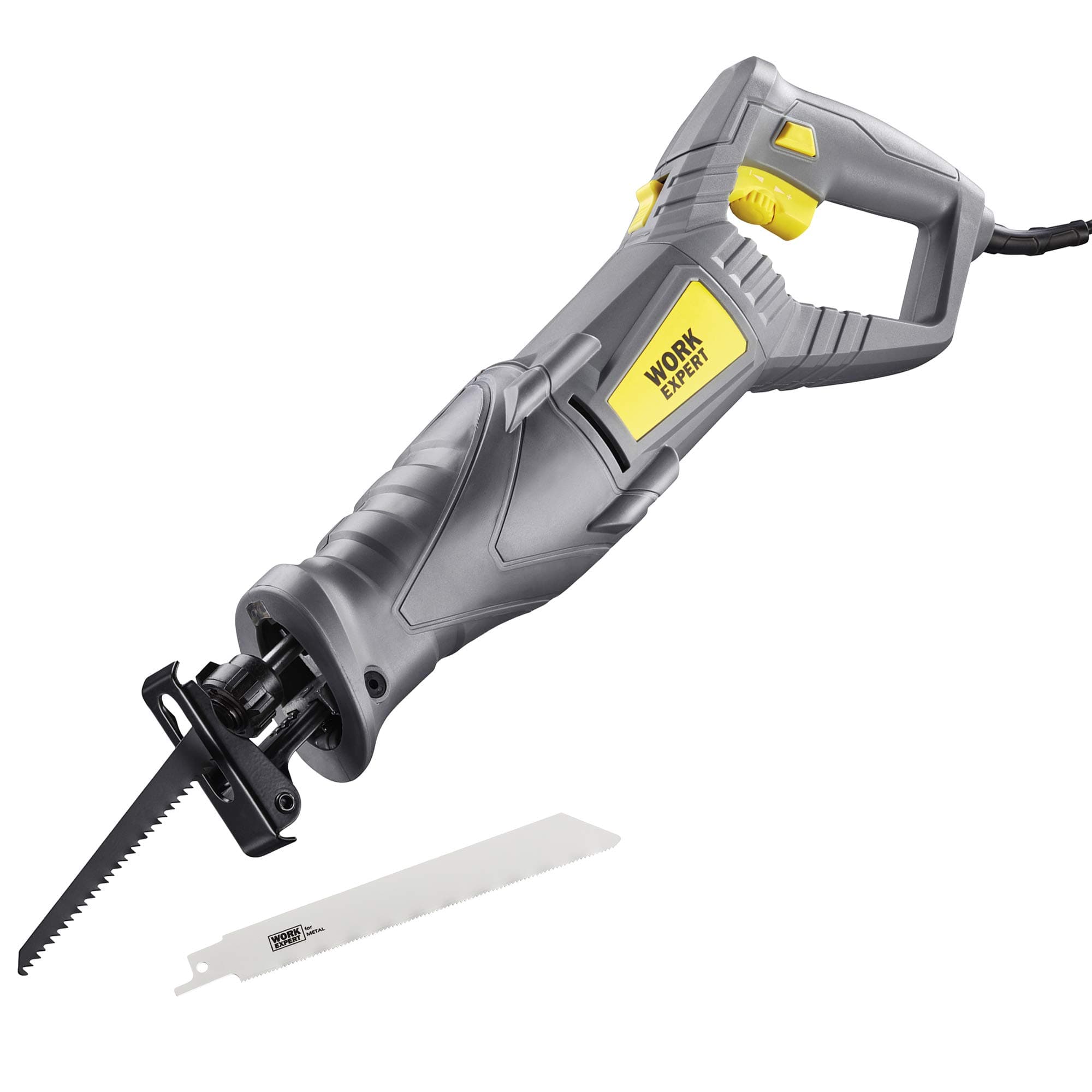Work Expert 850W Reciprocating Saw with 2 Quick-Change Blades Included, LED Light, Variable Speeds and Adjustable Guard