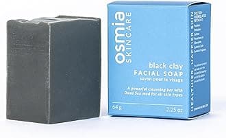 Osmia Organics Black Clay Facial Soap - Dead Sea Mud & Coconut Milk Cleansing Bar for Normal, Problem & Combination Skin (2.25 oz)