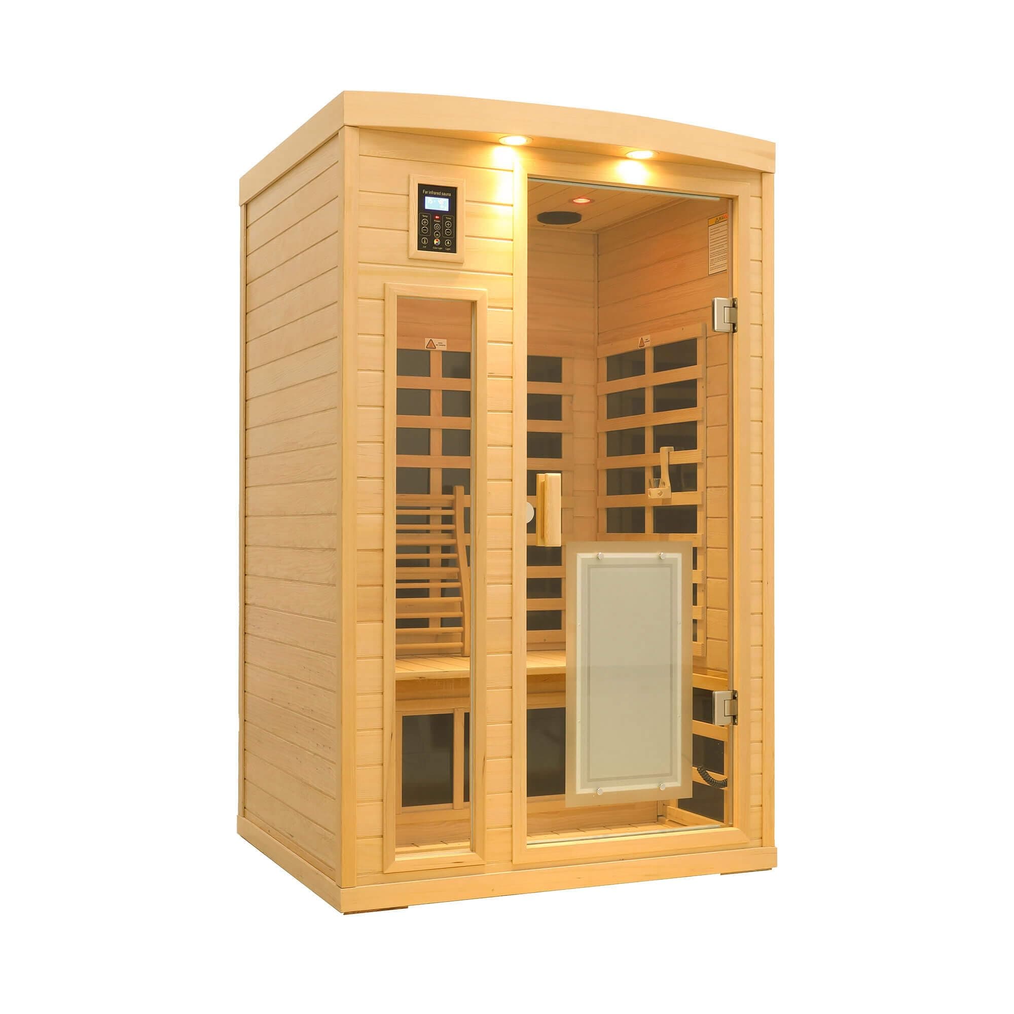 Saunas 902B Far Infrared Sauna, Indoor Wooden Dry Sauna Low EMF (Hemlock Wood, 2-Person Plus Size 360 Envolved)